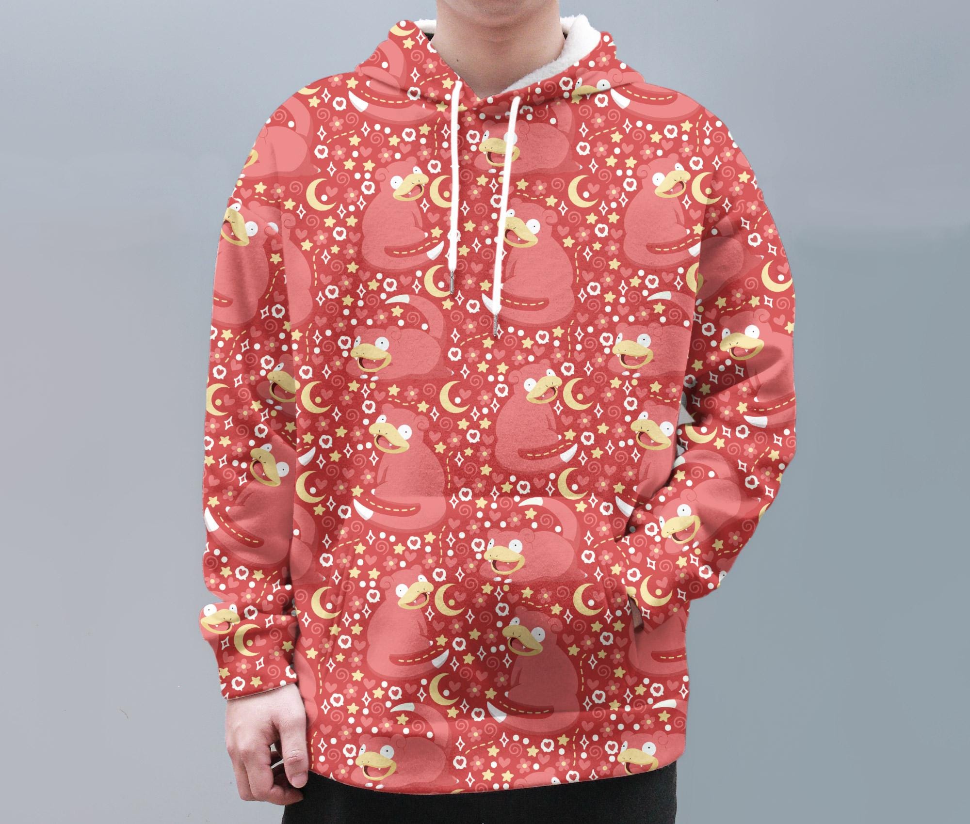 il_2000xN.7008030920_56pc-3.jpg Slowpoke Hoodie, Cute Pink Lazy Creature Hoodie, Cozy Kawaii Hooded Pullover, Unisex Funny Sweatshirt Gift, Slowpoke Shirt Gift