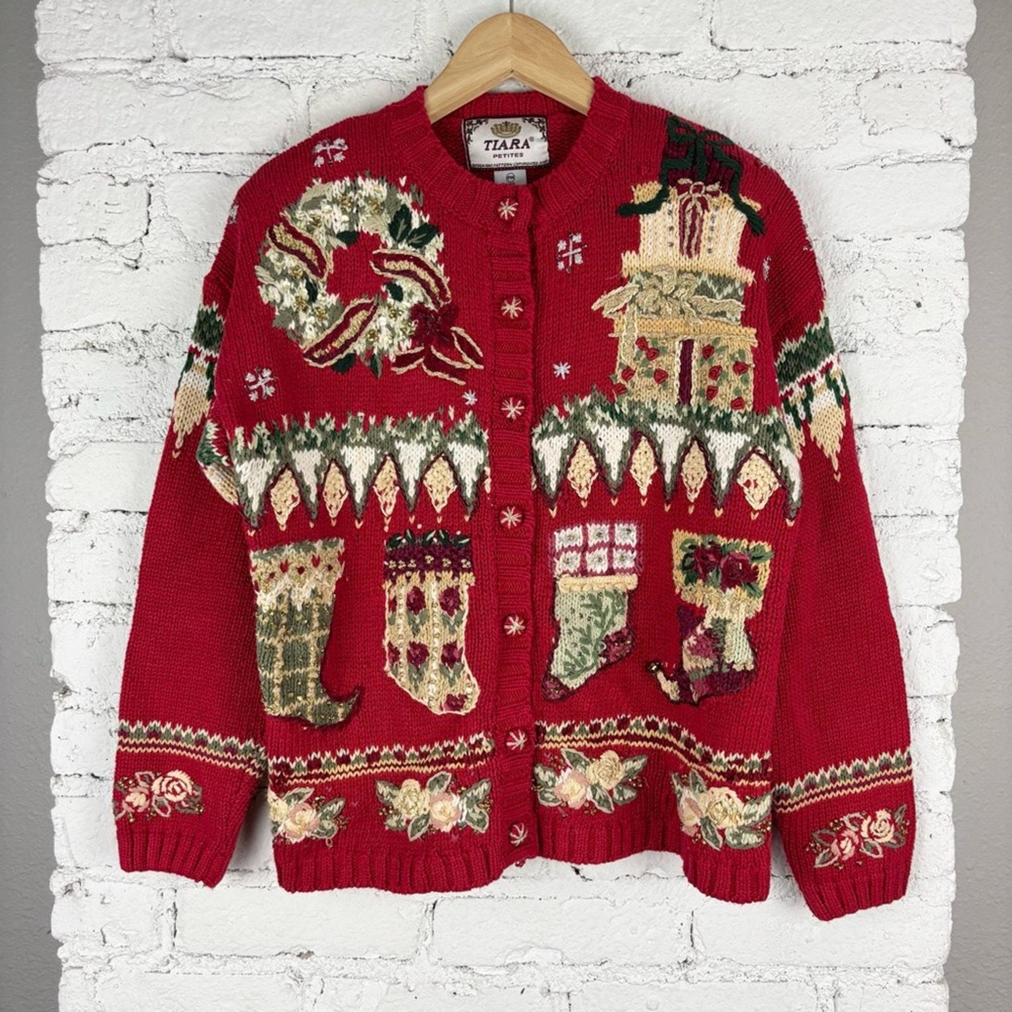 Vintage Tiara Knit Christmas Sweater