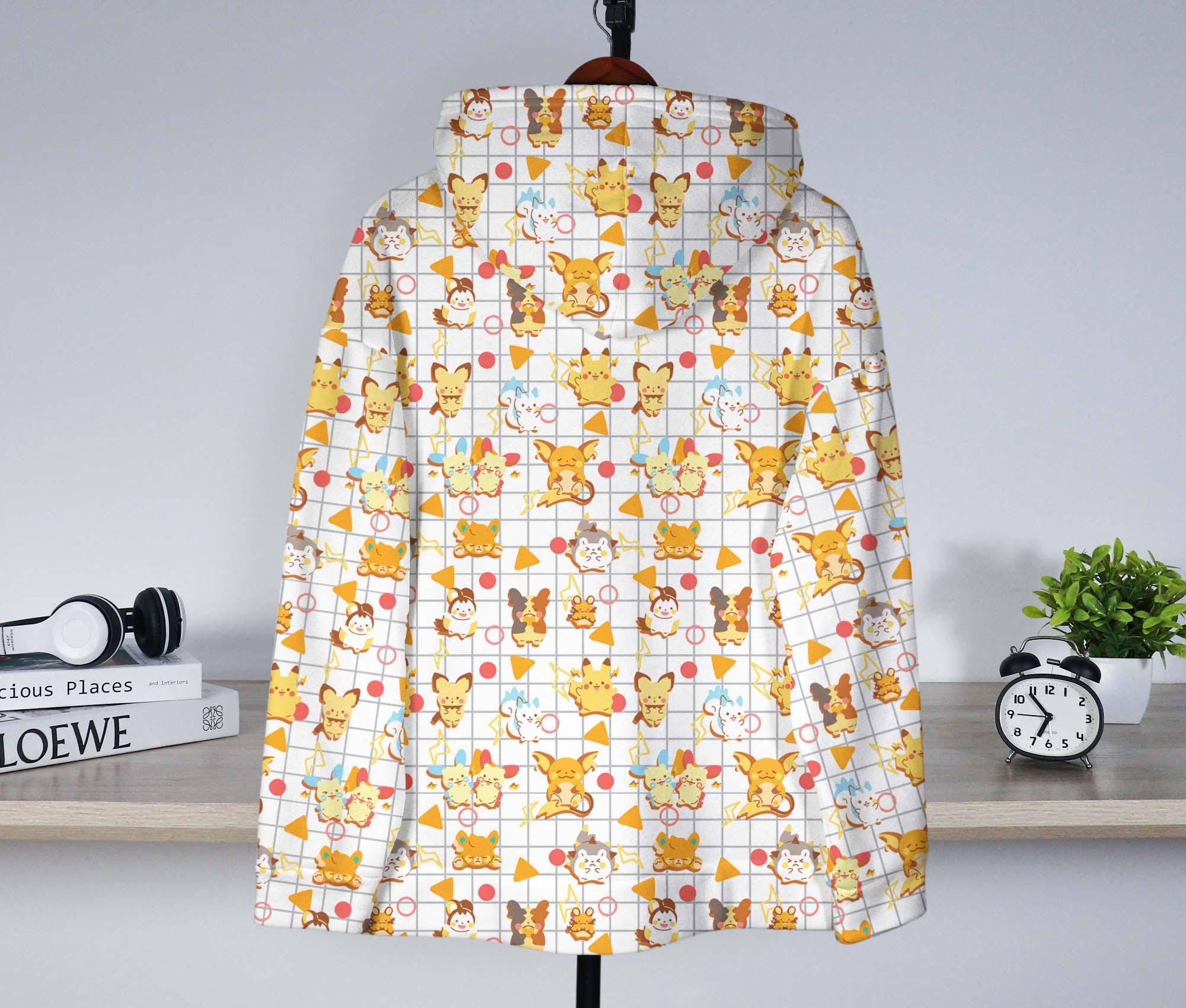 il_2000xN.7019081013_sry5-3.jpg Pikachu And Raichu Hoodie, Cute Graphic Hoodie, Kawaii Streetwear Sweatshirt, Funny Unisex Hoodie, Cozy Christmas Hoodie Gift