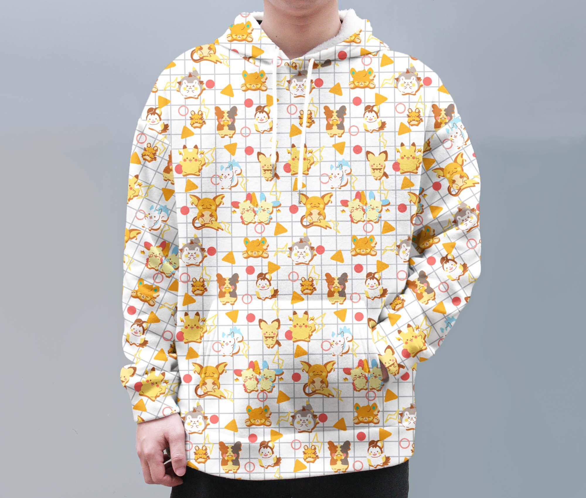 il_2000xN.7019081103_d76e-3.jpg Pikachu And Raichu Hoodie, Cute Graphic Hoodie, Kawaii Streetwear Sweatshirt, Funny Unisex Hoodie, Cozy Christmas Hoodie Gift