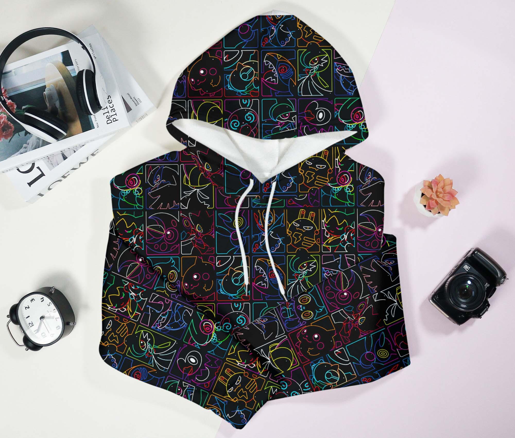 Pikachu And Porygon Hoodie, Cute Graphic Hoodie, Kawaii Streetwear Sweatshirt, Funny Unisex Hoodie, Cozy Christmas Hoodie Gift