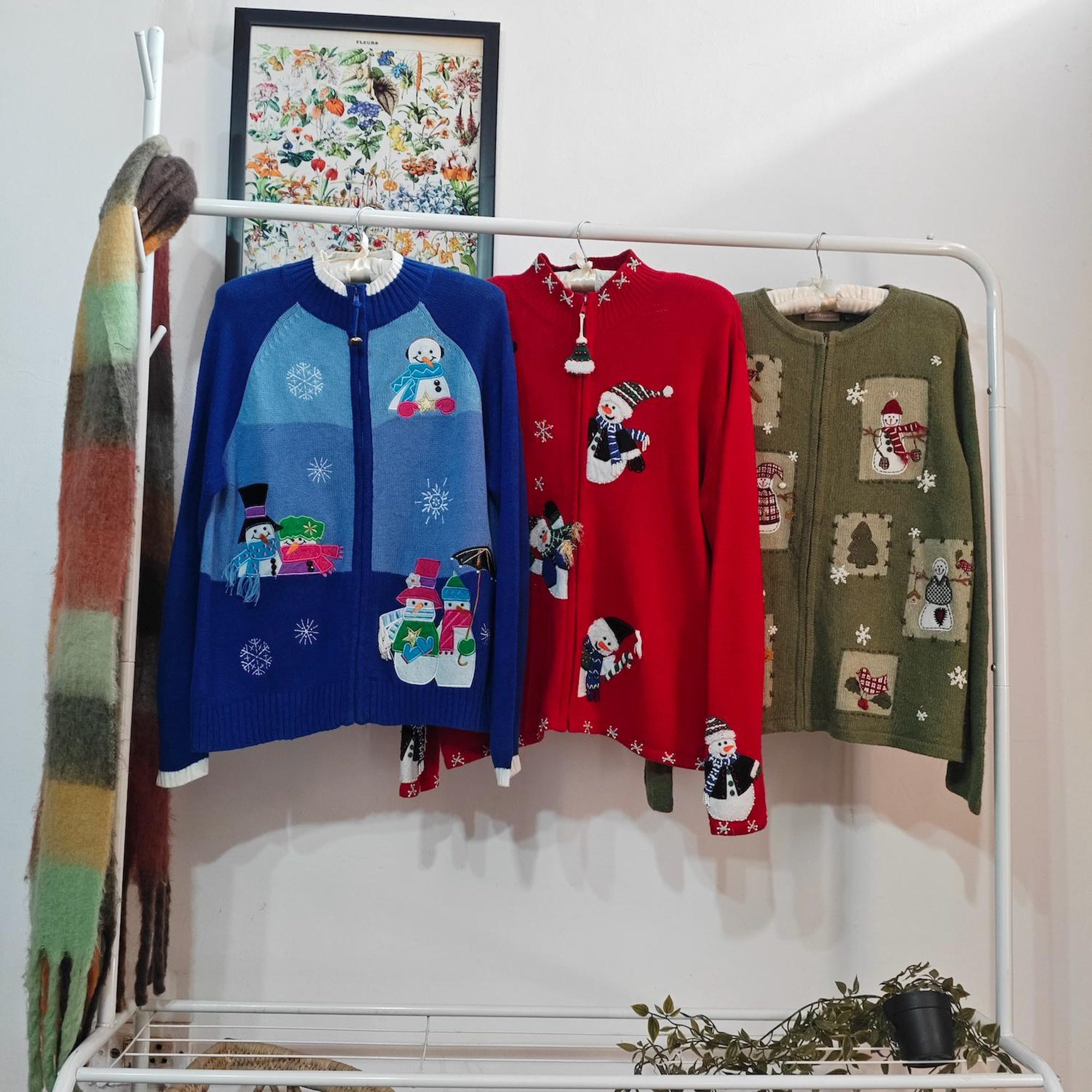 M – vintage Christmas sweaters | retro 80-90’s hand knitted beaded embroidered | festive ugly xmas holiday sweater | medium size womens