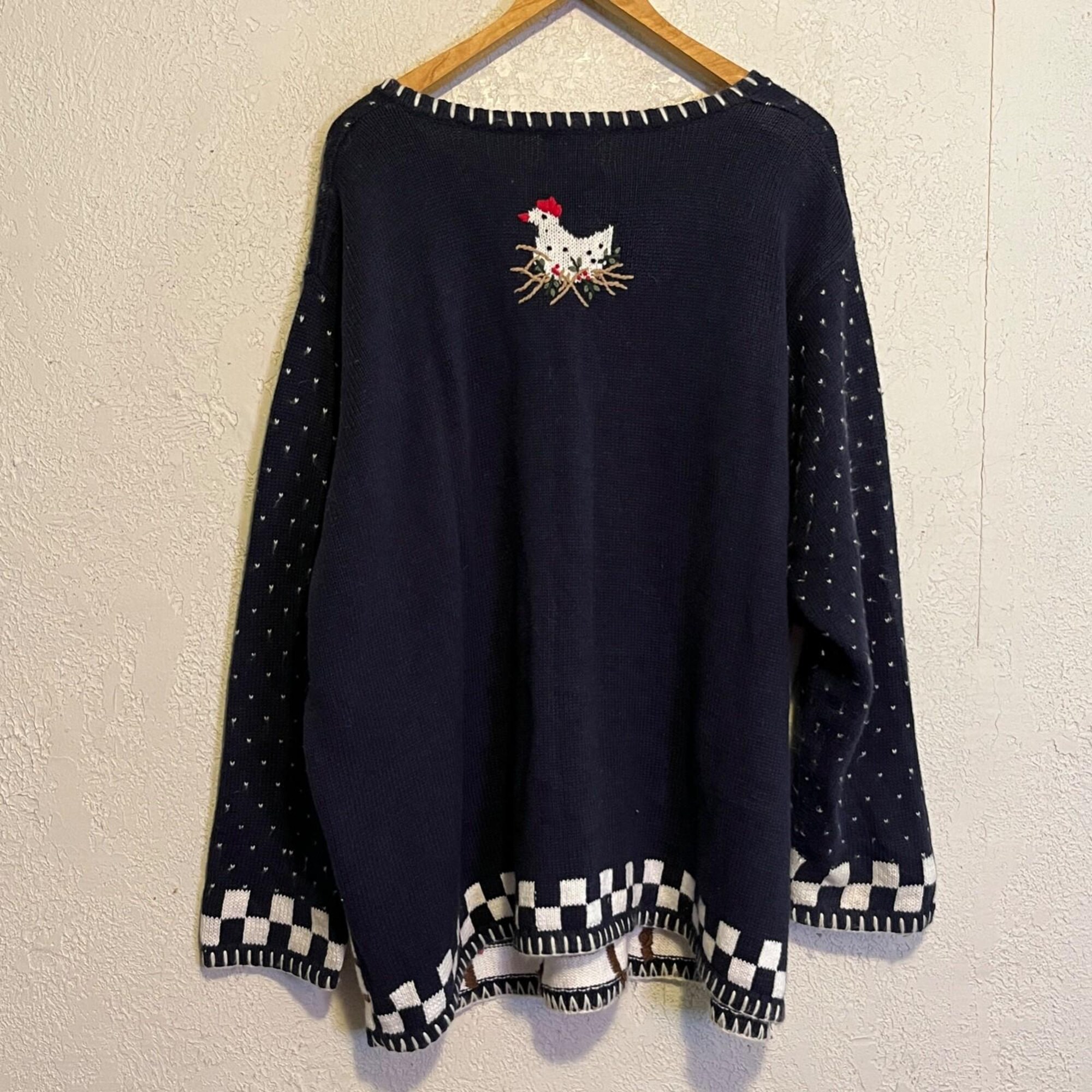 il_2000xN.7031596670_crli.jpg Vintage Quacker Factory Cardigan Sweater Womens 3X Overall Christmas Farm Graphics