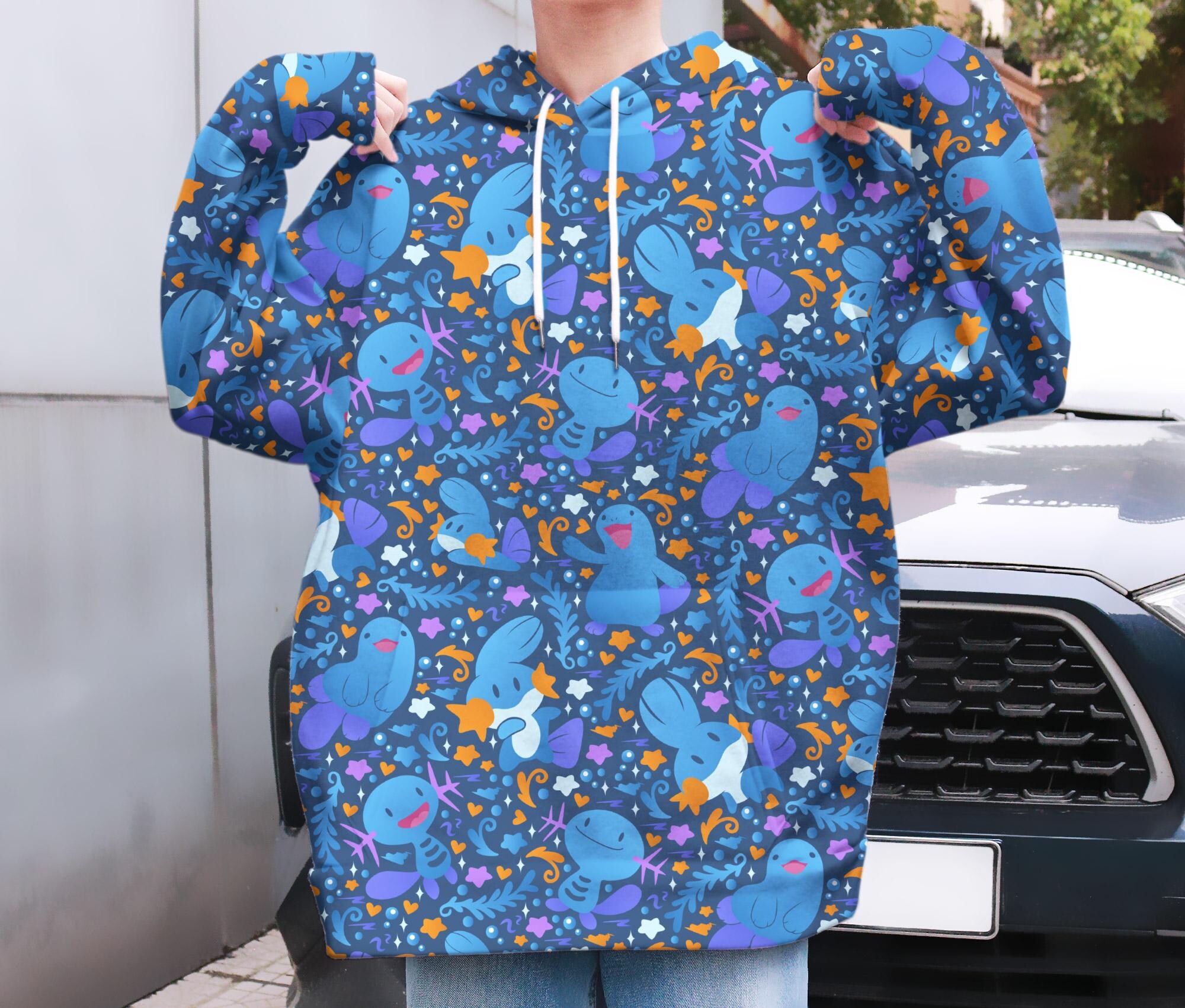 il_2000xN.7036566089_qxs5-1.jpg Wooper Quagsire Hoodie, Cute Blue Axolotl Hoodie, Floral Kawaii Unisex Hoodie, Cozy Sweatshirt, Wooper Shirt Gifts