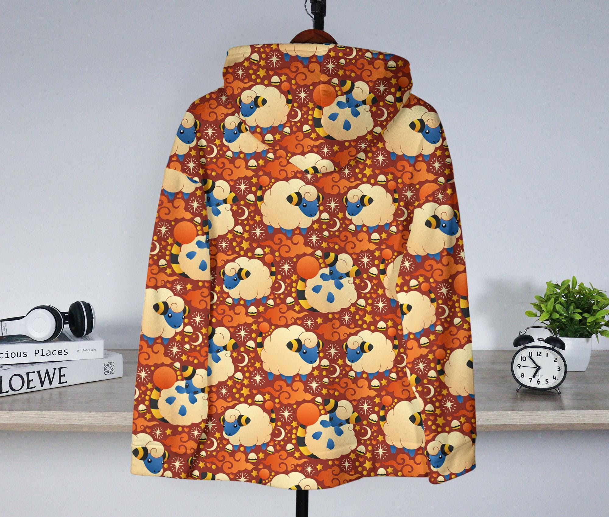 il_2000xN.7039416223_120e.jpg Mareep Hoodie, Cute Sheep Hoodie, Cozy Fleece Hoodie for Her Him, Kawaii Unisex Sweatshirt, Mareep Shirt Gift