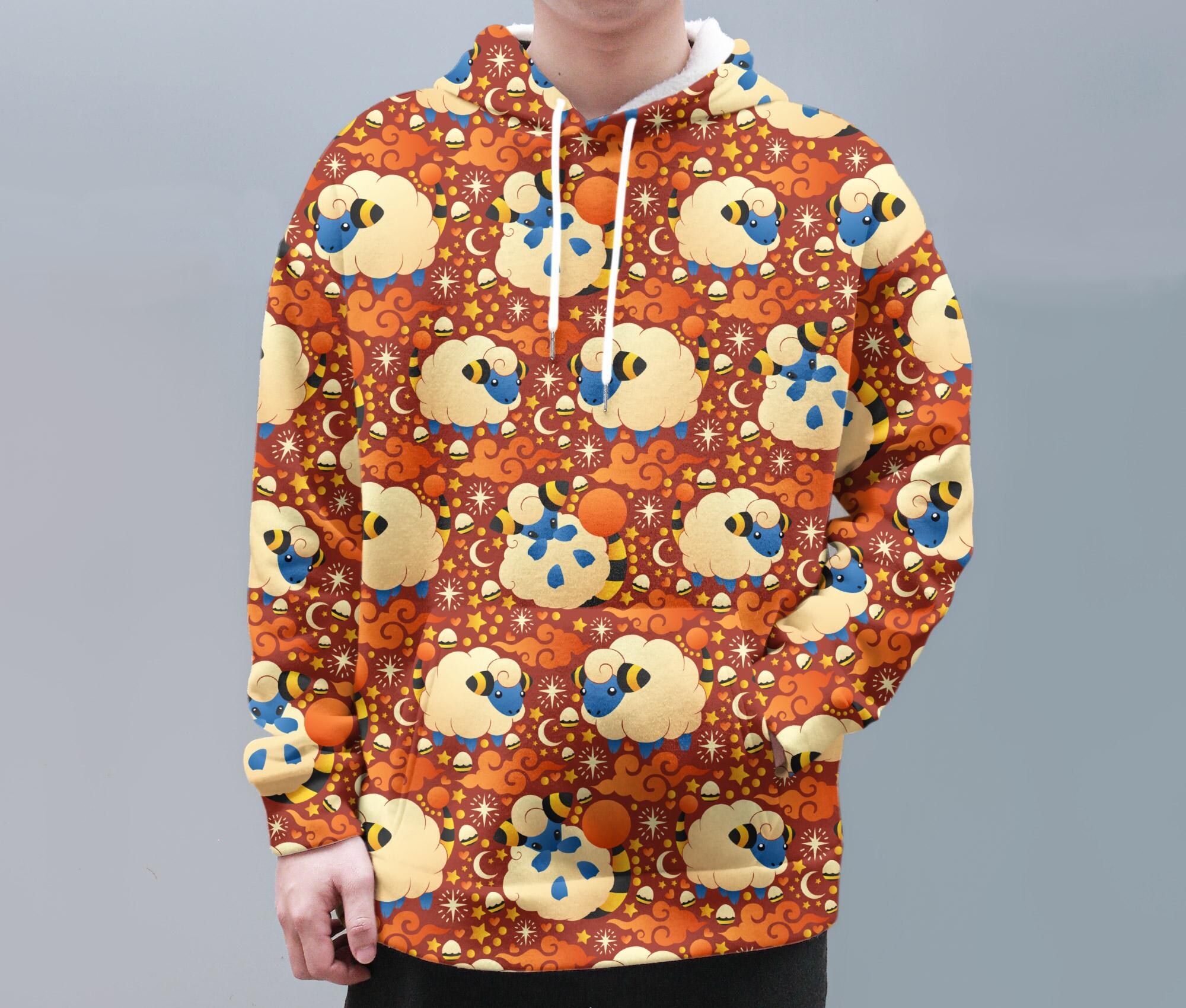 il_2000xN.7039416289_lf2y-3.jpg Mareep Hoodie, Cute Sheep Hoodie, Cozy Fleece Hoodie for Her Him, Kawaii Unisex Sweatshirt, Mareep Shirt Gift