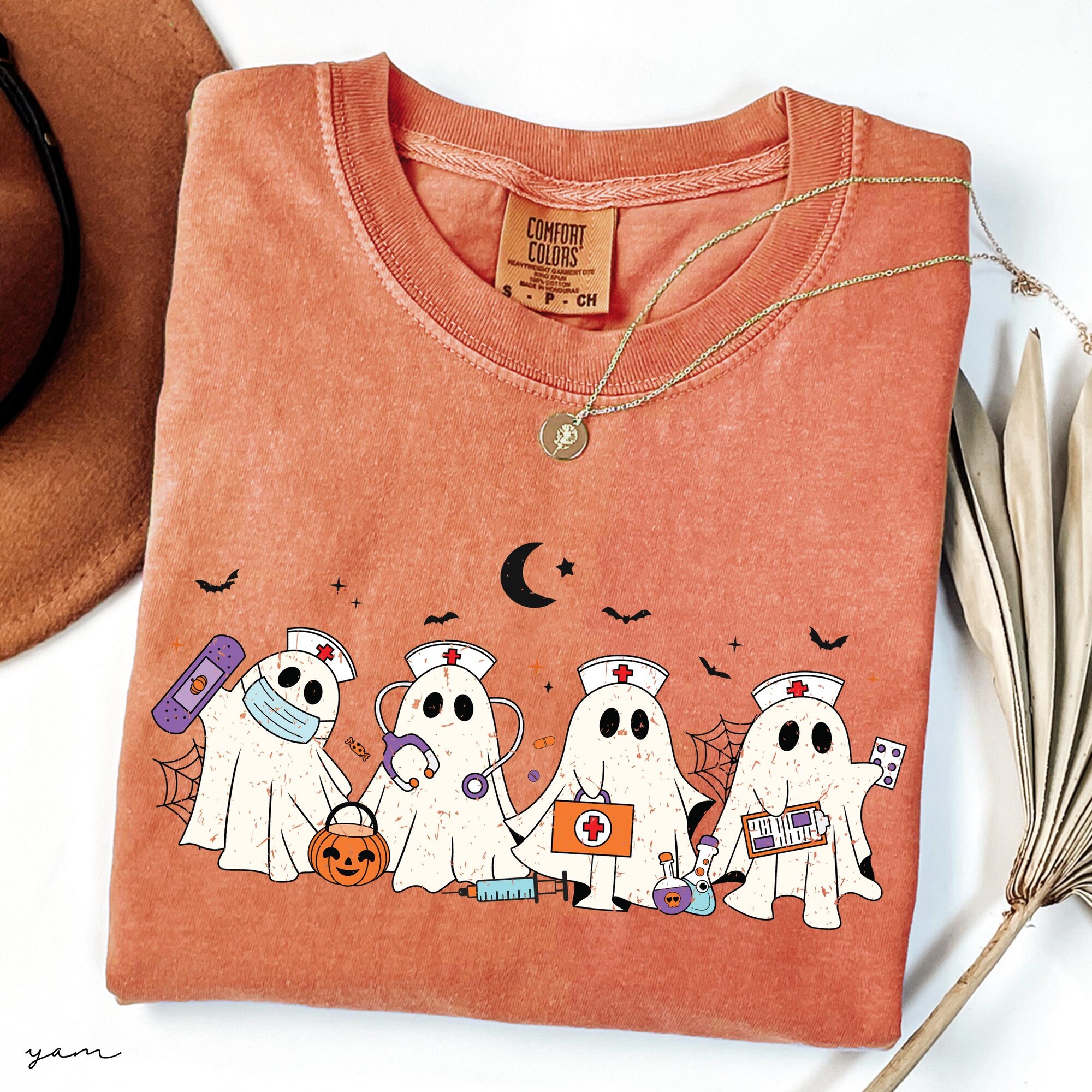 il_2000xN.7056325549_r214-1.jpg Comfort Colors® Ghost Nurse Halloween Shirt, Halloween Nurse Shirt, Spooky Nurse Shirt, Halloween Nurse Gift, Nurse Boo Crew Shirt, Fall Tee