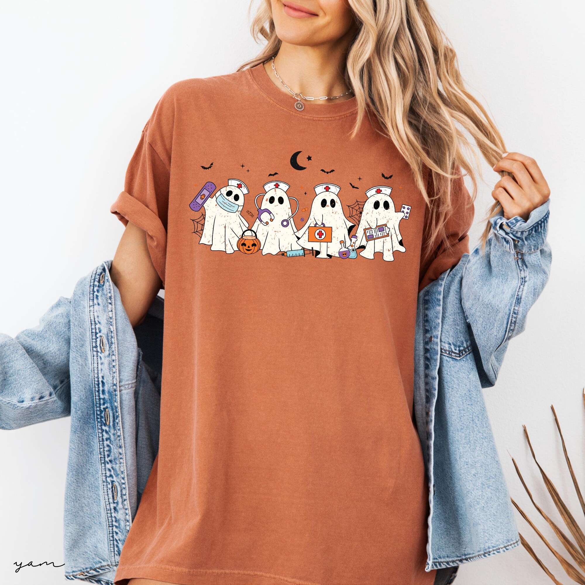 il_2000xN.7056325705_a8s3-1.jpg Comfort Colors® Ghost Nurse Halloween Shirt, Halloween Nurse Shirt, Spooky Nurse Shirt, Halloween Nurse Gift, Nurse Boo Crew Shirt, Fall Tee