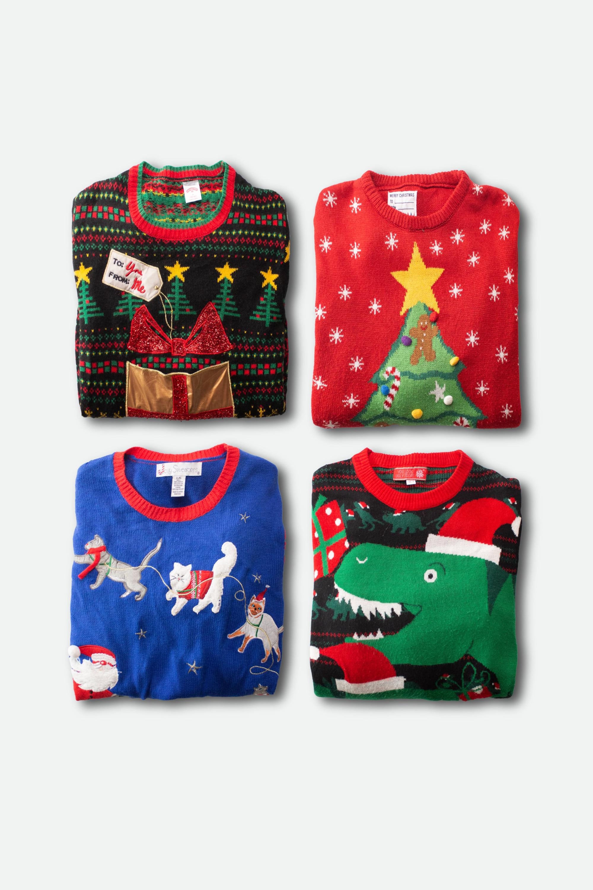 Mystery Y2K Christmas Sweater – Recycled Modern Ugly Xmas Sweater | Cute Tacky Holiday Party Jumper