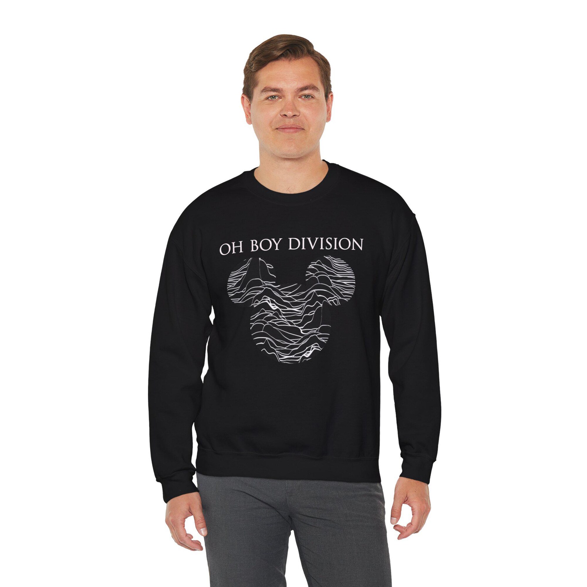 il_2000xN.7074569492_c87d.jpg Oh Boy Division | Emo Punk Graphic Crewneck Sweatshirt | Joy Division Inspired | Goth Alt Punk Emo Disney