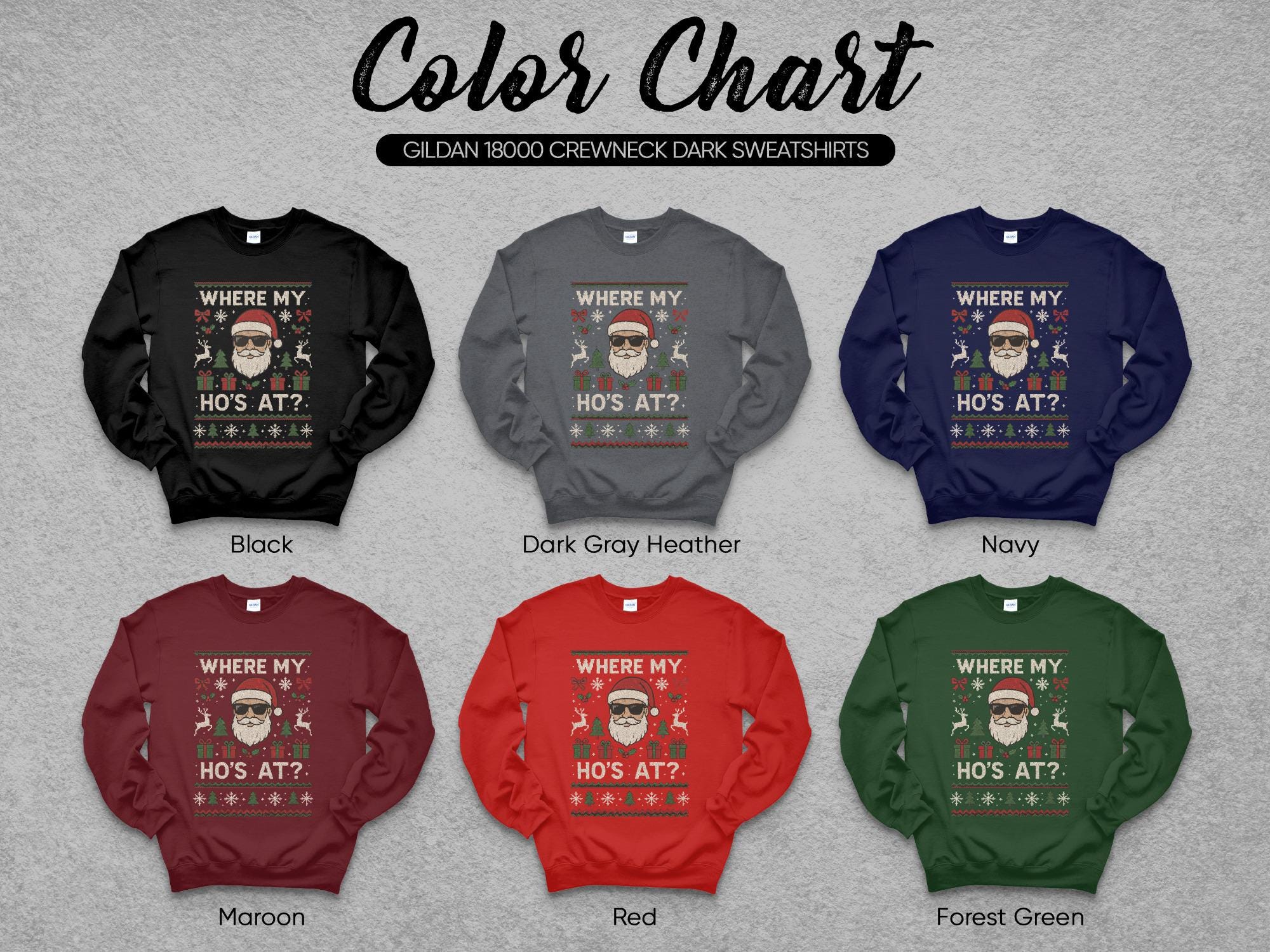 il_2000xN.7075348677_95fa-1.jpg Funny Christmas Sweatshirt, Offensive Christmas Sweatshirt, Where My Ho's At Sweatshirt, Naughty Christmas Sweatshirt, Dirty Santa Tee