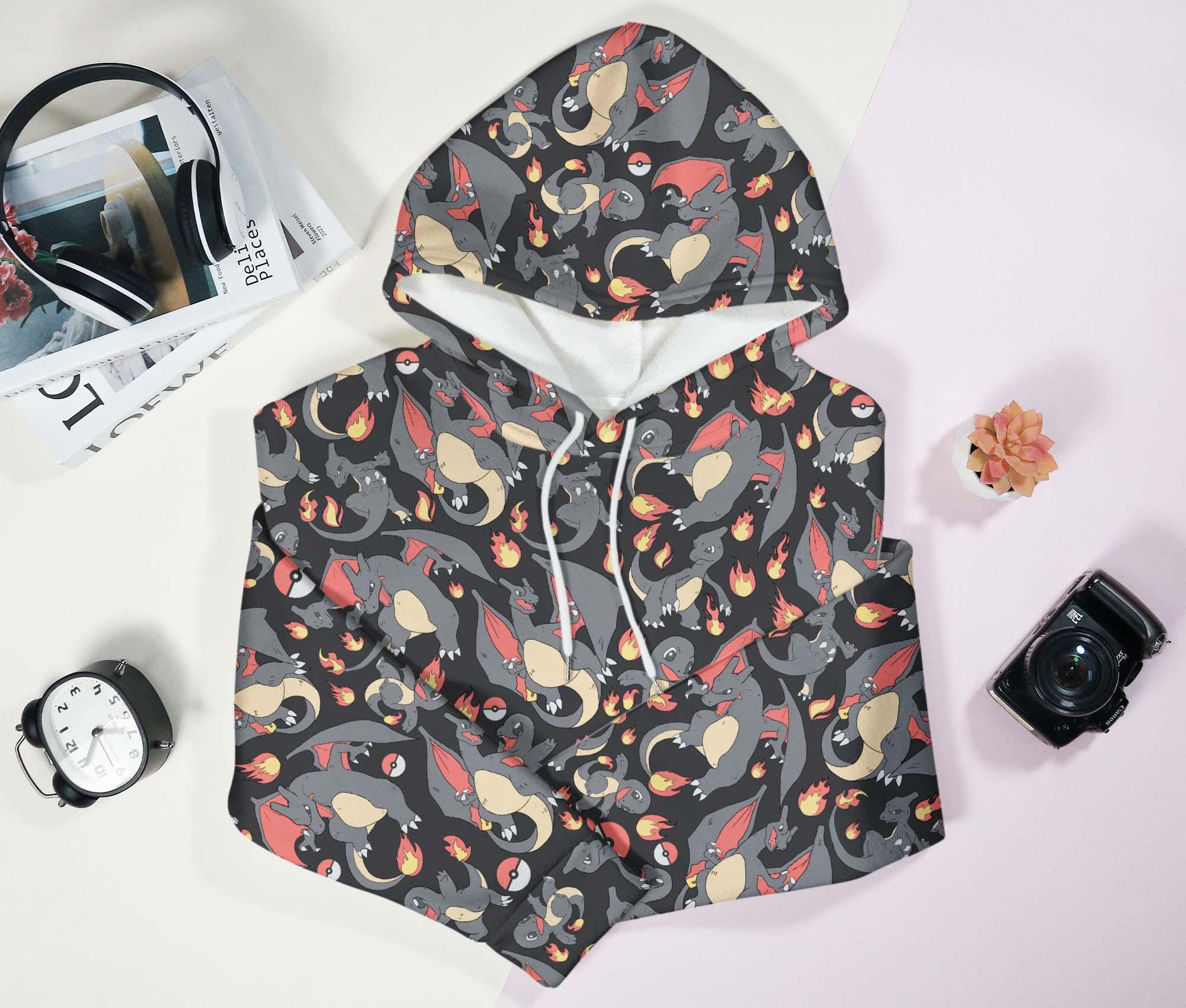 Charmander Hoodie, Charizard Graphic Hoodie, Cute Kawaii Hoodie, Funny Streetwear Sweatshirt, Cozy Christmas Hoodie, Unisex Hoodie Gift