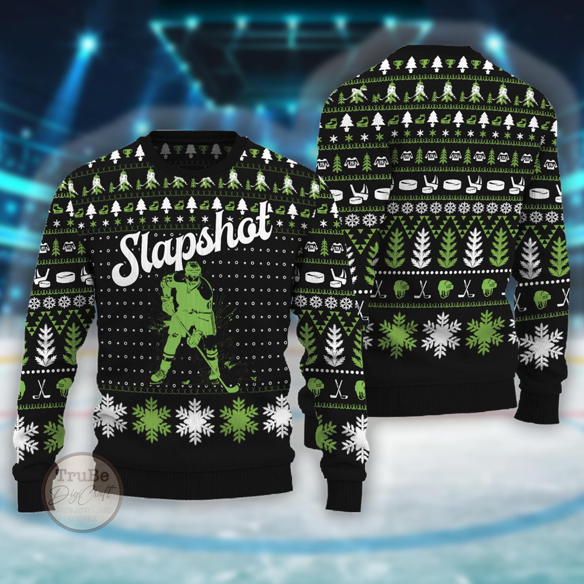 Slapshot Hockey Ugly Christmas Sweater: Custom All-Over Print