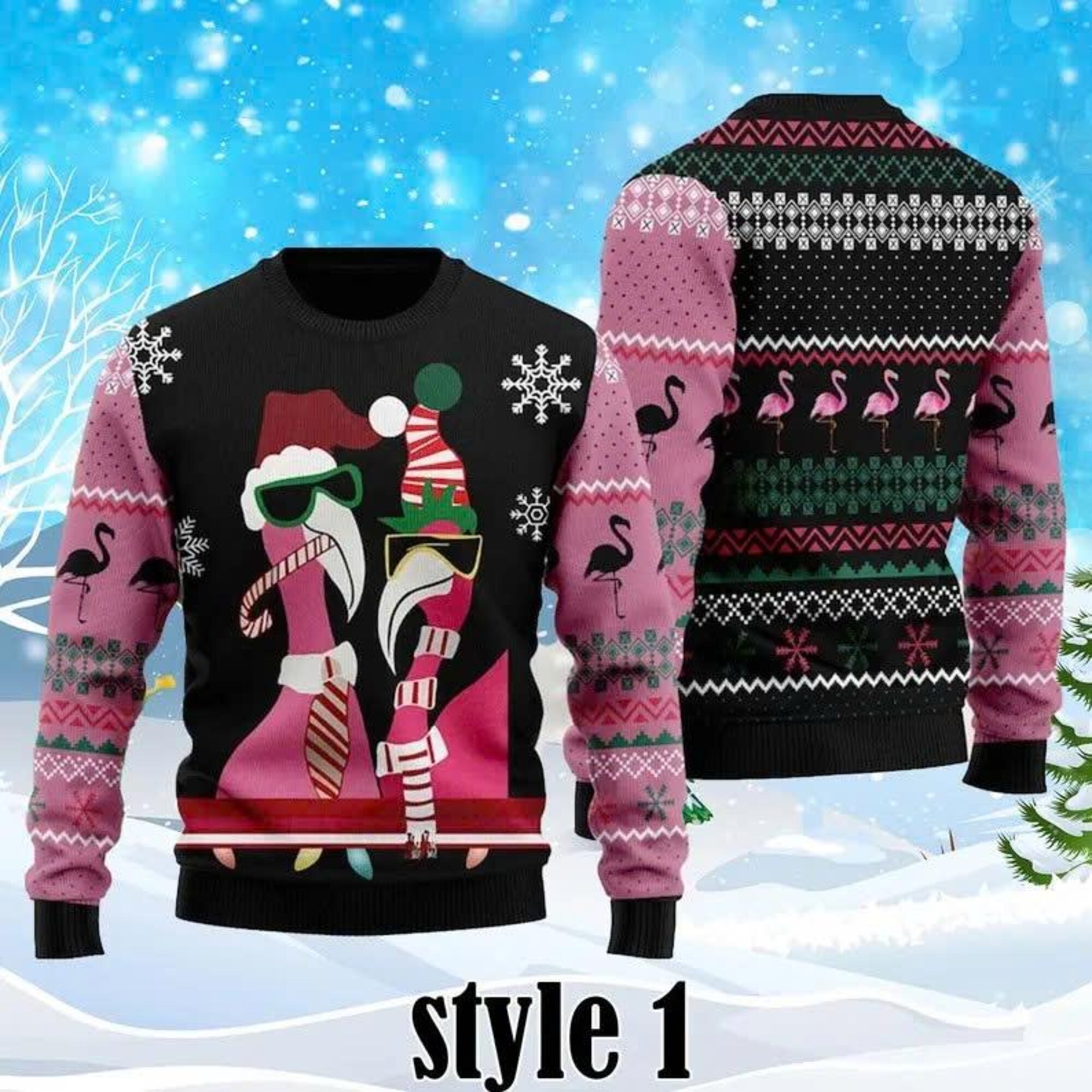 Flamingo Ugly Christmas Sweater, Funny Holiday Sweater With Festive Flamingo, Ugly Christmas Sweater, Xmas Sweater, Gift For Men Women