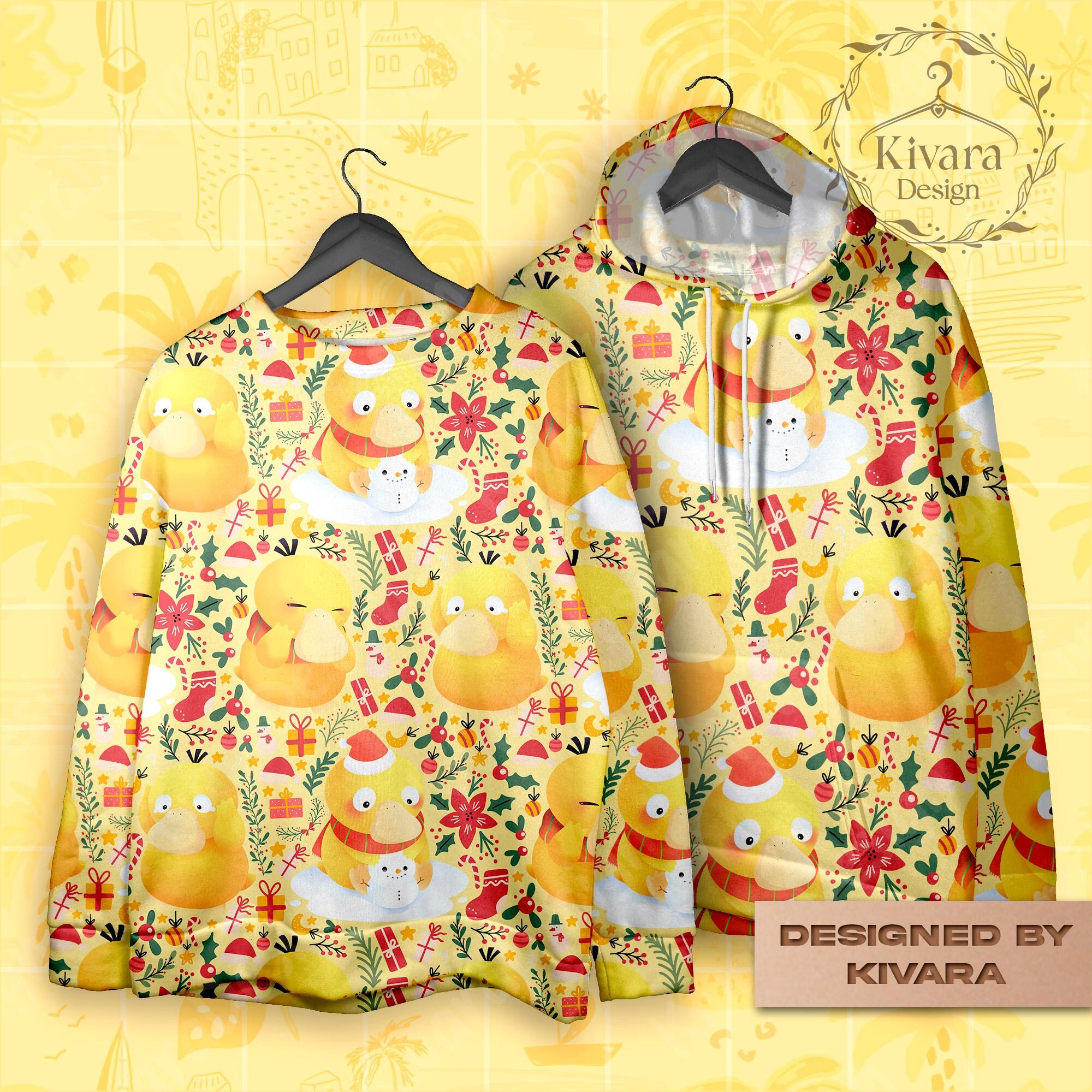 Psyduck Festival Hoodie Sweatshirt Water Type Sweatshirt for Anime, Video Game Fans, Kawaii Couples Outfit