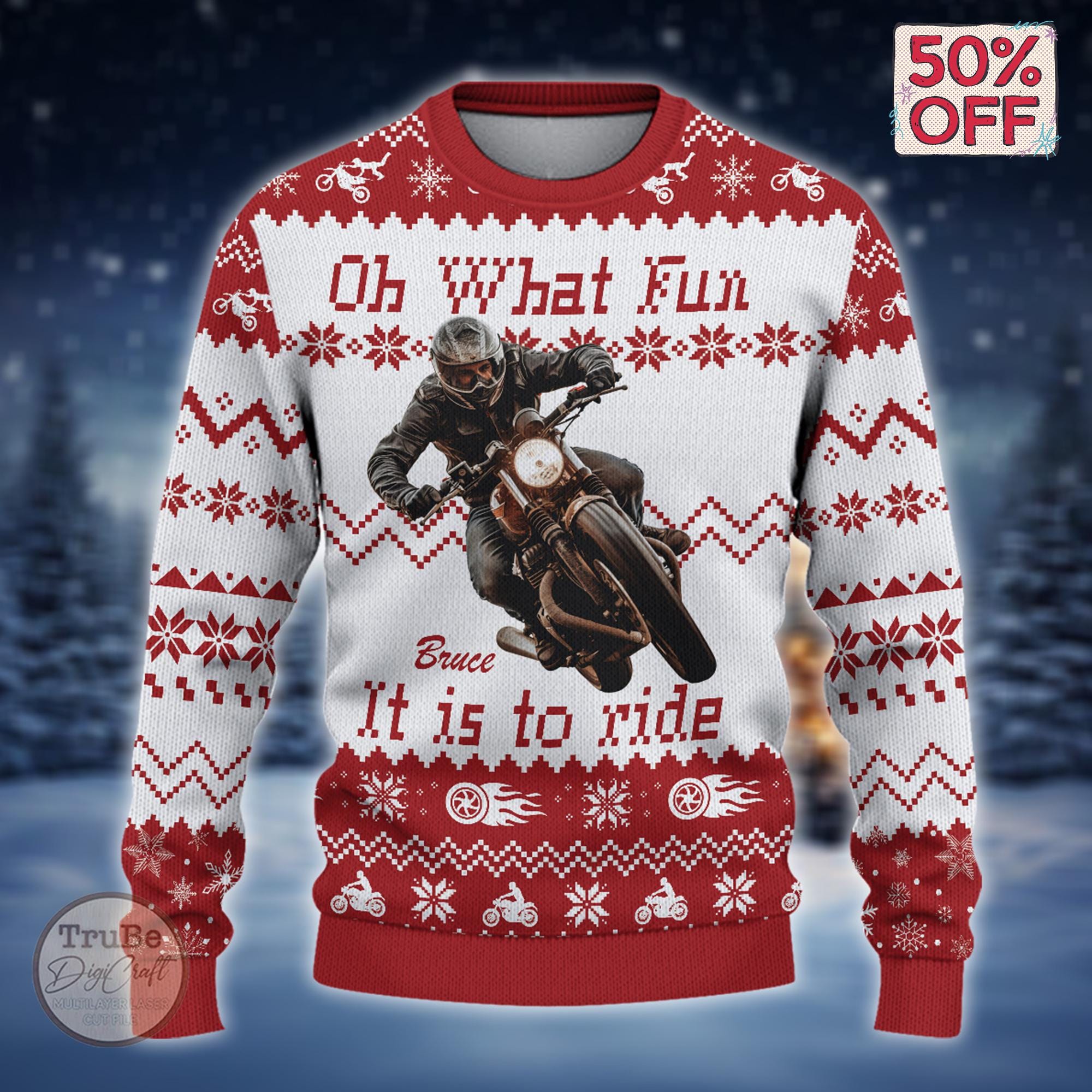 il_2000xN.7090720450_4otz.jpg Personalized Photo Biker Christmas Sweater: Custom Ugly Holiday Pullover