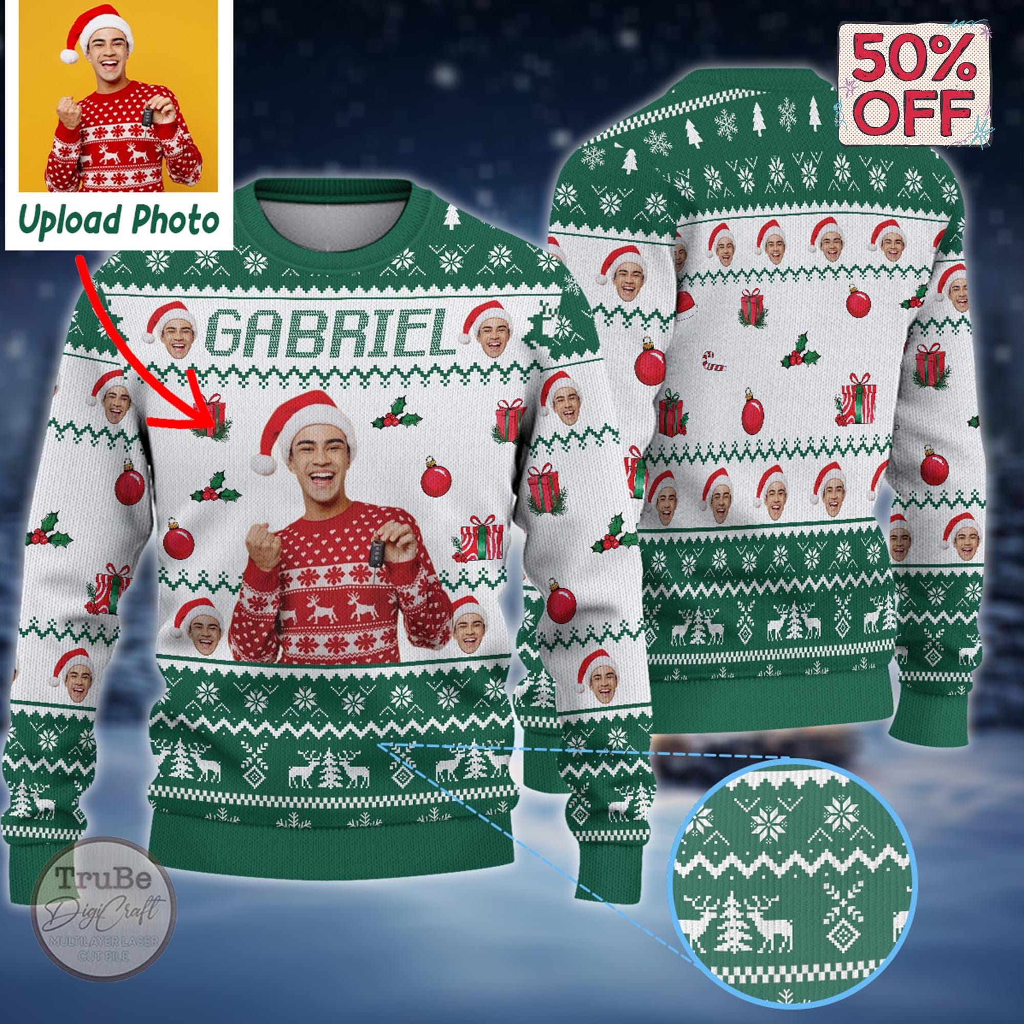 Personalized “Ugly Christmas Sweater”: Custom Photo Holiday Pullover