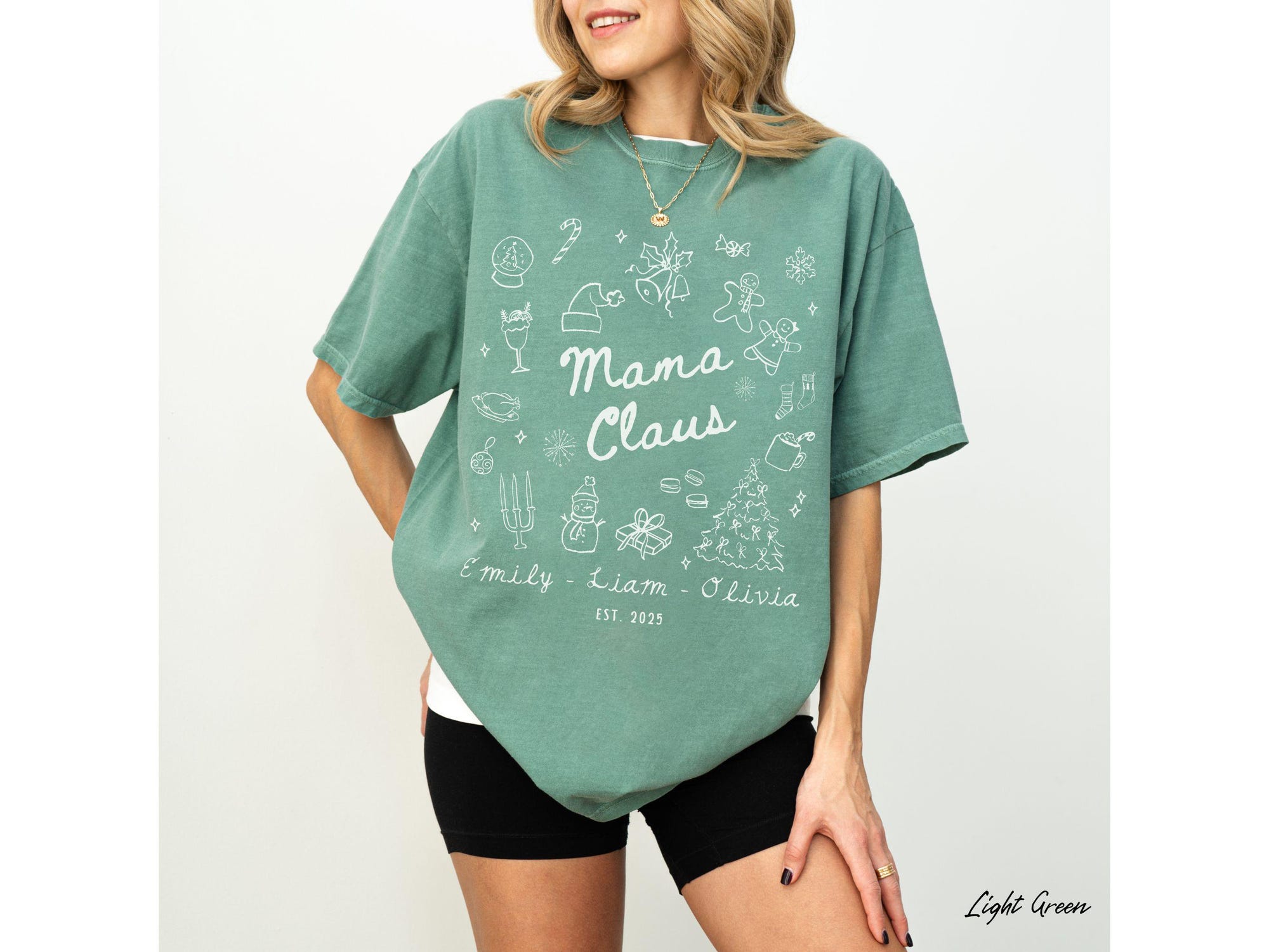 il_2000xN.7091872731_kn5q-1.jpg Comfort Colors® Mama Claus Shirt Custom Kids Names Christmas Mom Shirt Xmas Mama Shirt Holiday Mommy T-Shirt Family Christmas Grandma Shirt
