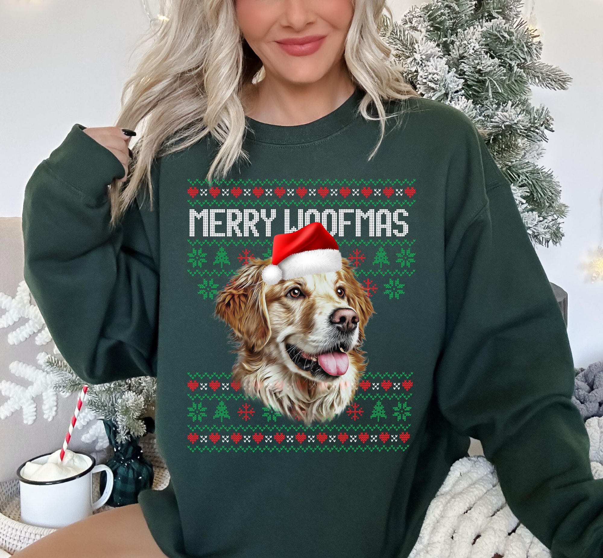 Merry Woofmas Personalized Ugly Christmas Sweater with Dog Photo, Custom Christmas Gift for Dog Owners, funny ugly christmas sweater 2025
