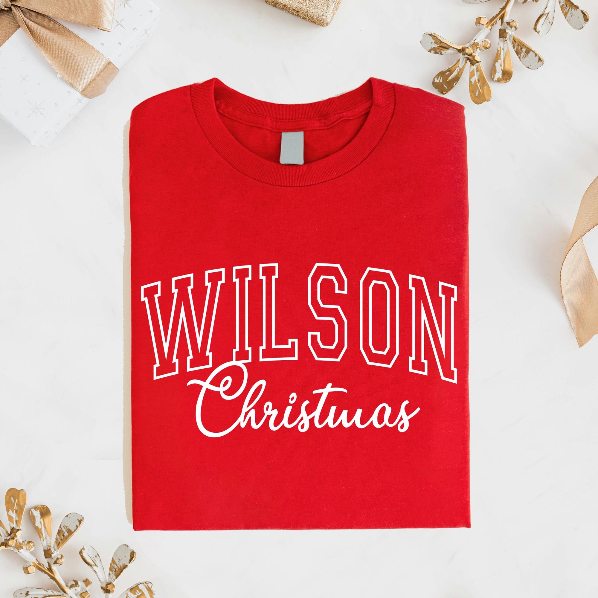 Custom Family Name Christmas Shirts: Matching Cotton Tees