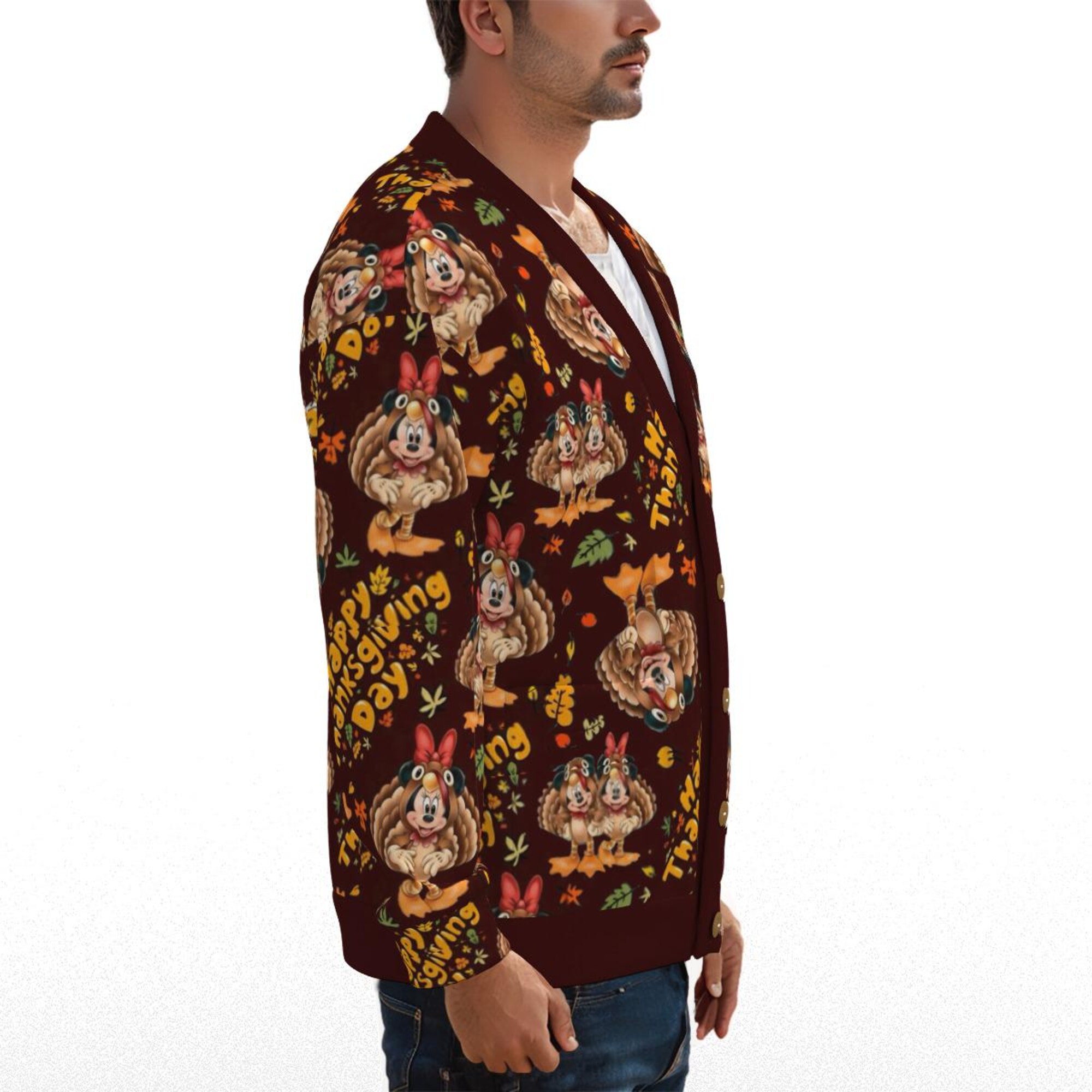 il_2000xN.7118642921_n1ef.jpg Mickey & Minnie Thanksgiving Sweater| Disney Holiday Knit Cardigan Sweater | Kawaii Disneyland Christmas Sweater