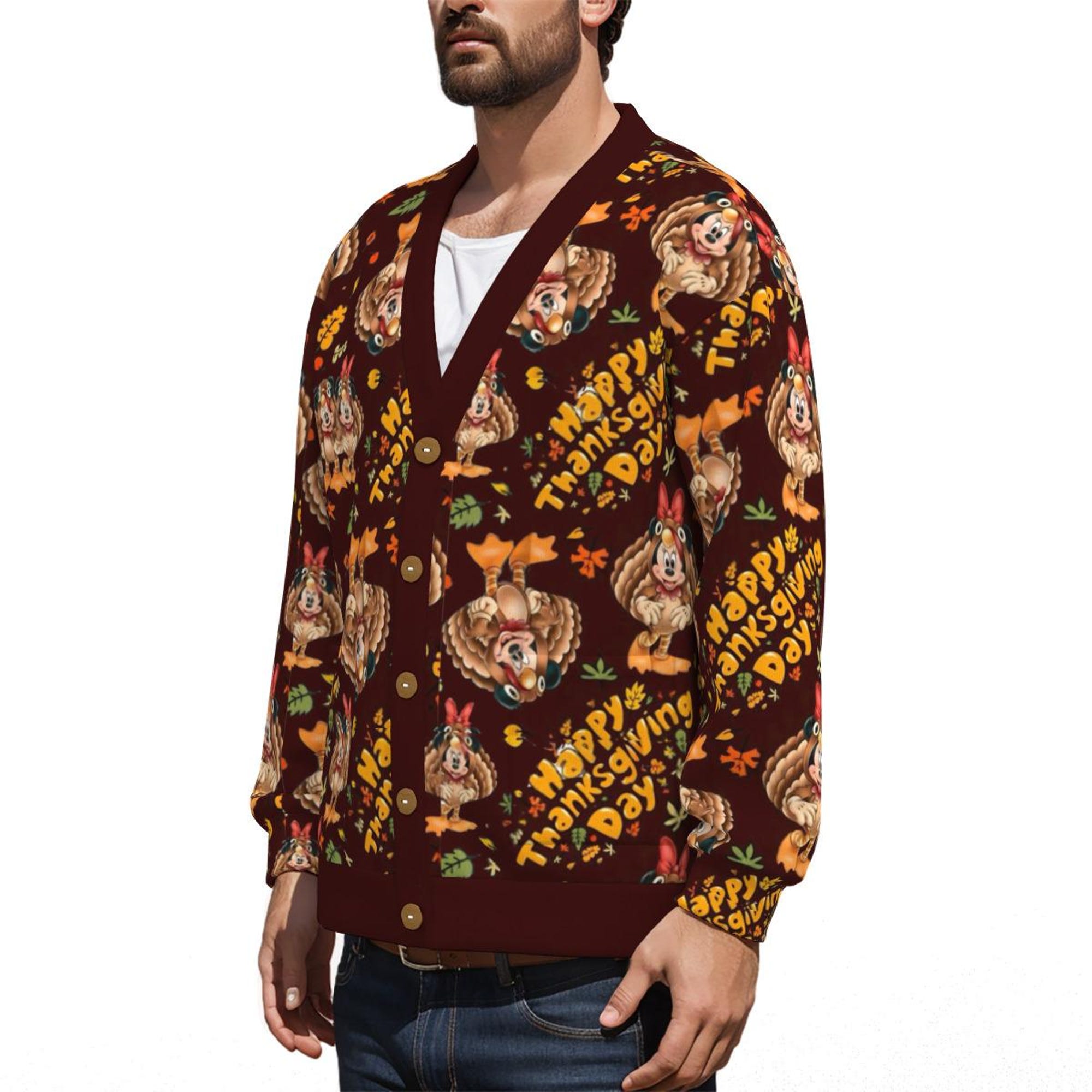 il_2000xN.7118642949_t2hc.jpg Mickey & Minnie Thanksgiving Sweater| Disney Holiday Knit Cardigan Sweater | Kawaii Disneyland Christmas Sweater