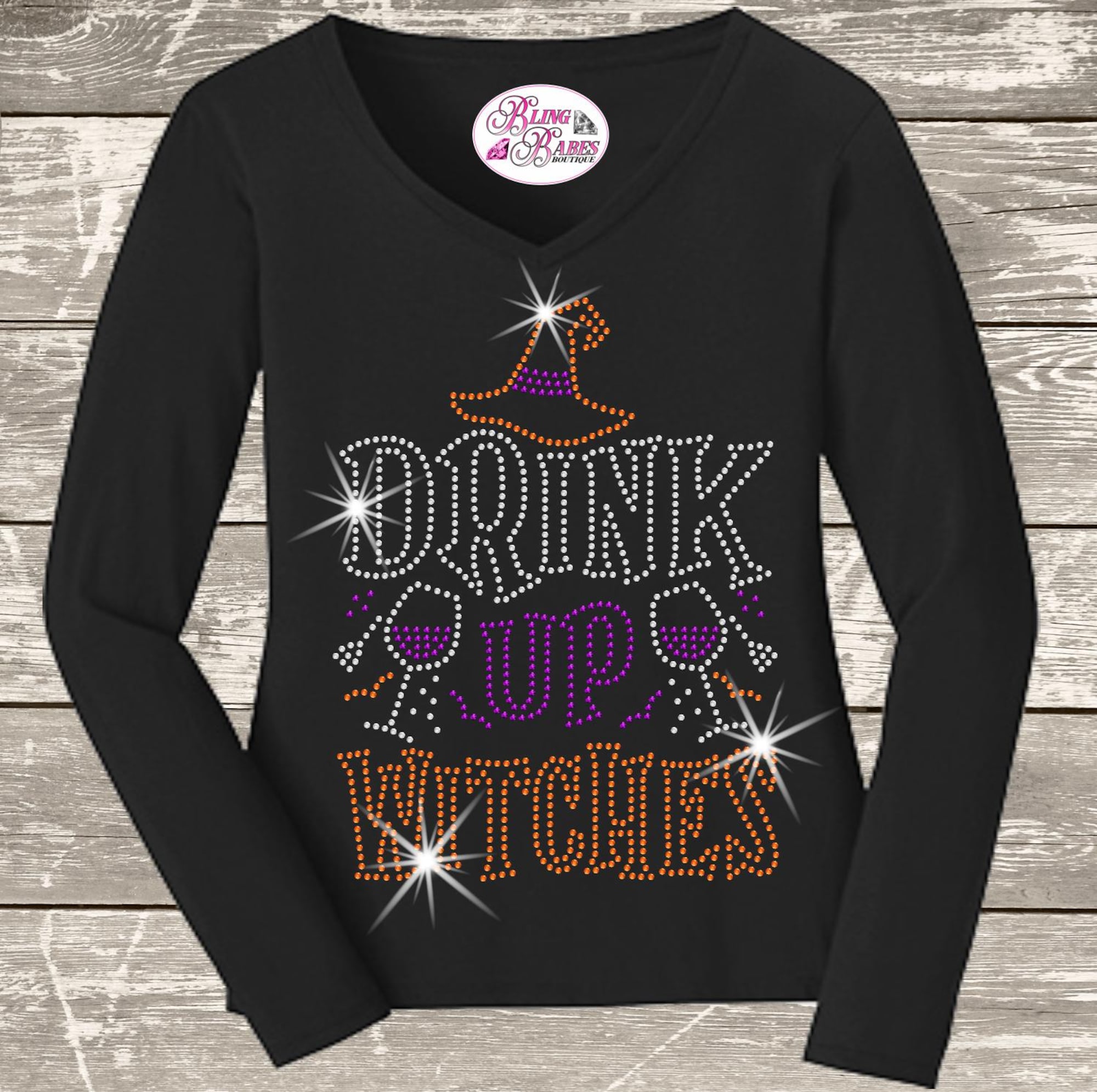 Halloween Drink Up Witches Rhinestone Bling Shirt, I’m Just Here For the Boo’s, Ladies Sassy Witch Tee, Fall Season Nurse Teacher T shirt