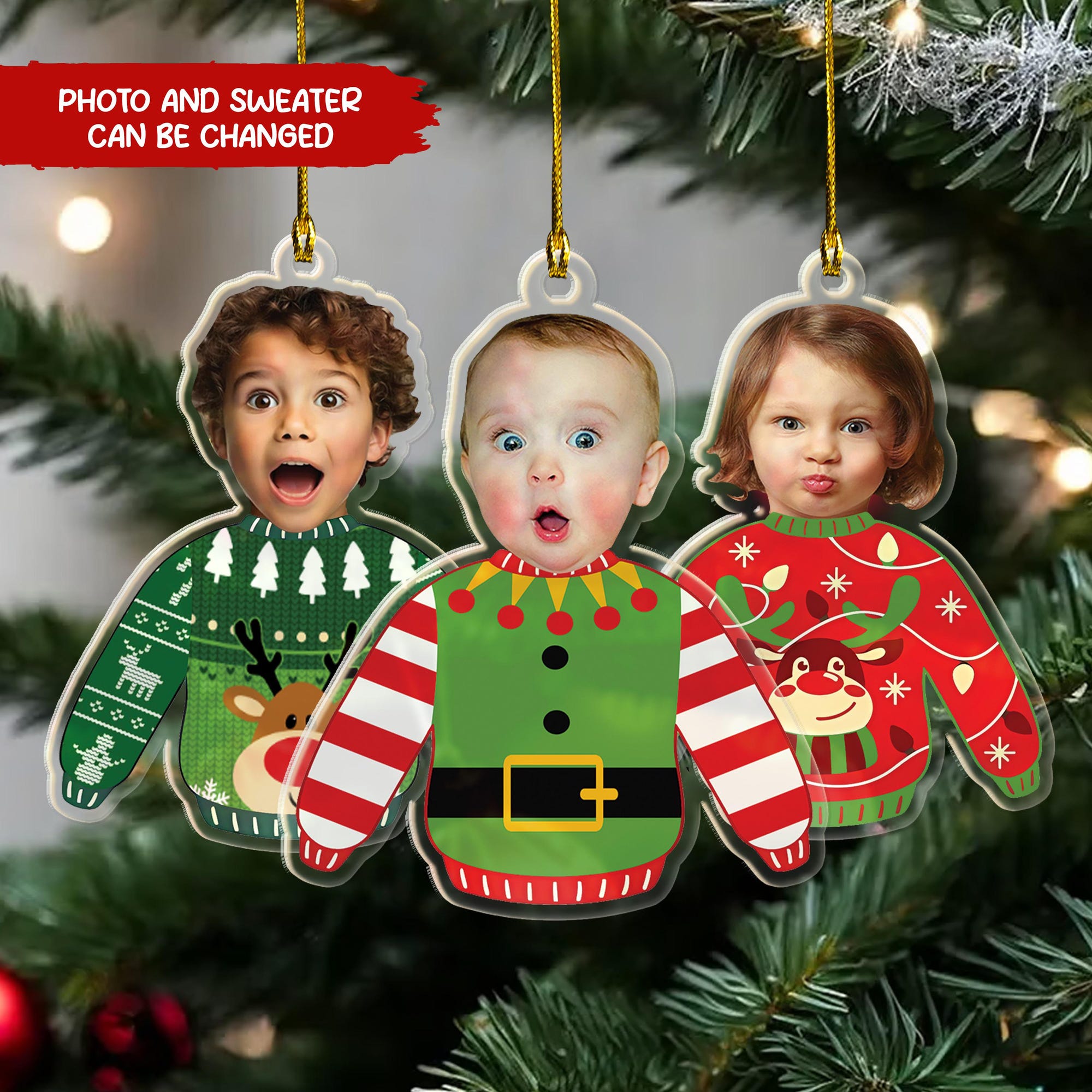 il_2000xN.7121634592_jivf.jpg Funny Kid Ugly Sweater Ornament, Personalized Face Ornament, Custom Photo Christmas Gift, Grandkid Holiday Keepsake Decoration
