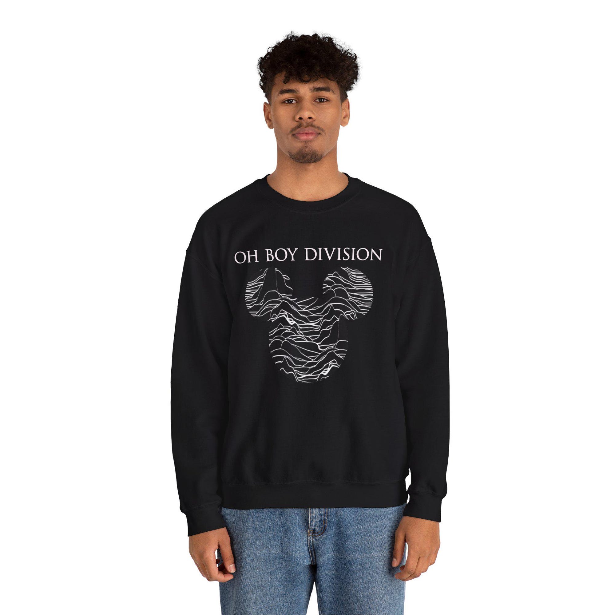 il_2000xN.7122509515_296u.jpg Oh Boy Division | Emo Punk Graphic Crewneck Sweatshirt | Joy Division Inspired | Goth Alt Punk Emo Disney