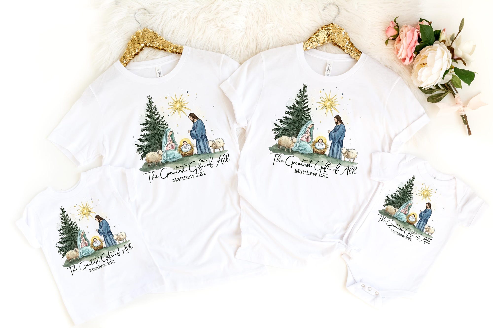 Christian Family Christmas Shirt: The Greatest Gift Nativity Tee