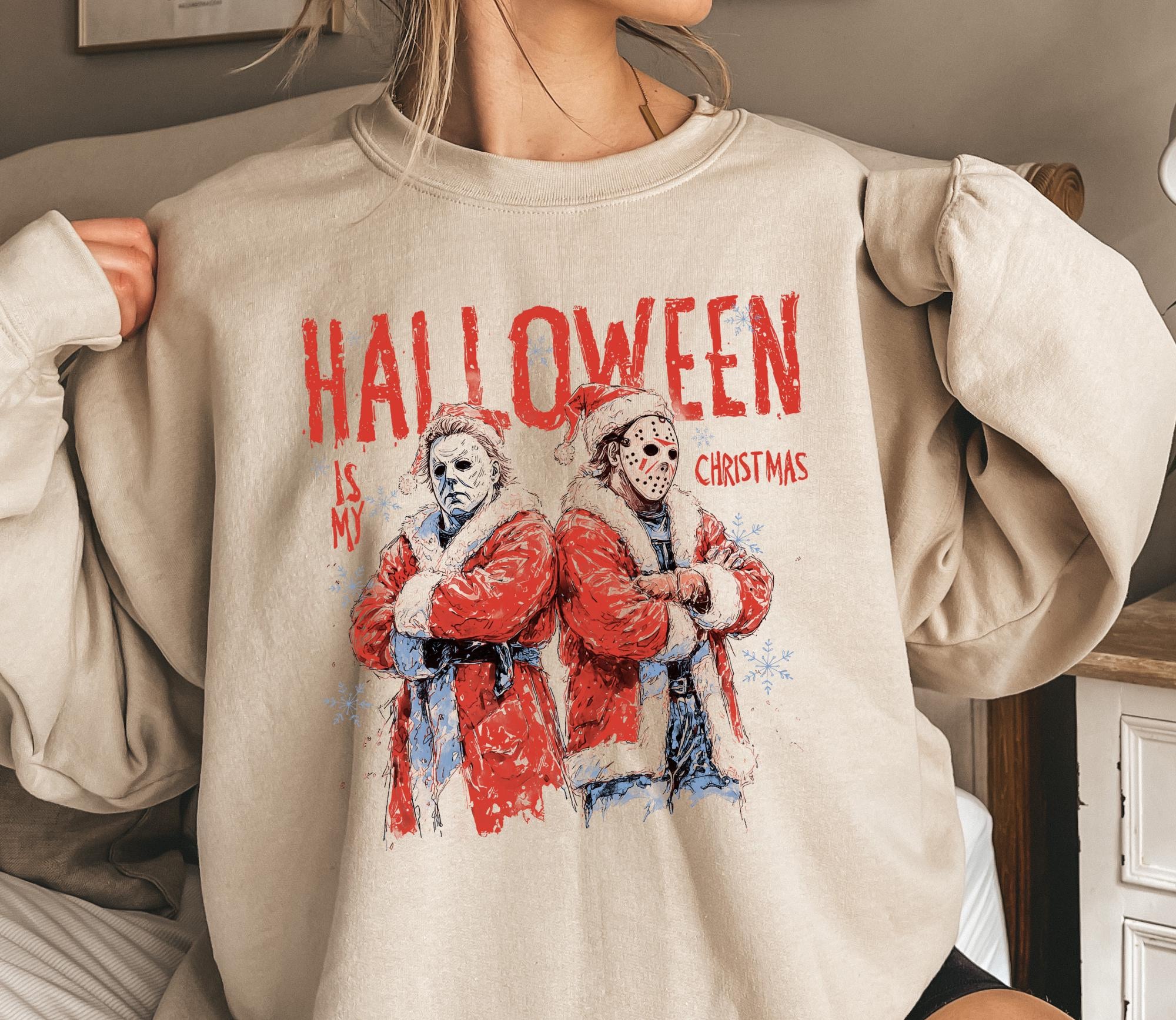 Halloween Christmas T-Shirt, Horror Movie Holiday Tee, Funny Killer Character Scary Shirt