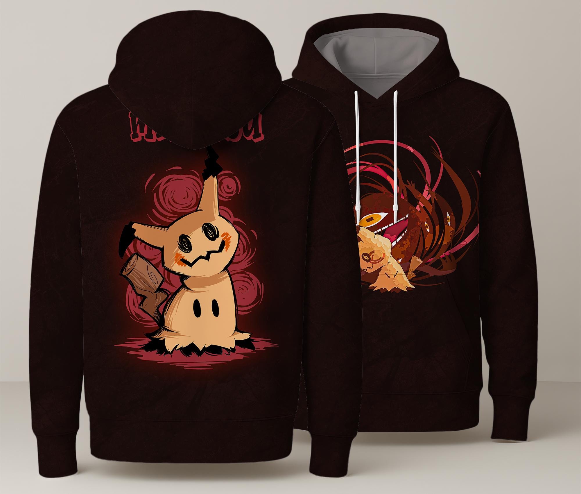 il_2000xN.7131295252_pe55-3.jpg Mimikyu Hoodie, Creepy Cute Anime Hoodie, Kawaii Ghost Hoodie Unisex, Funny Graphic Sweatshirt Gift, Trendy Mimikyu Shir Gift