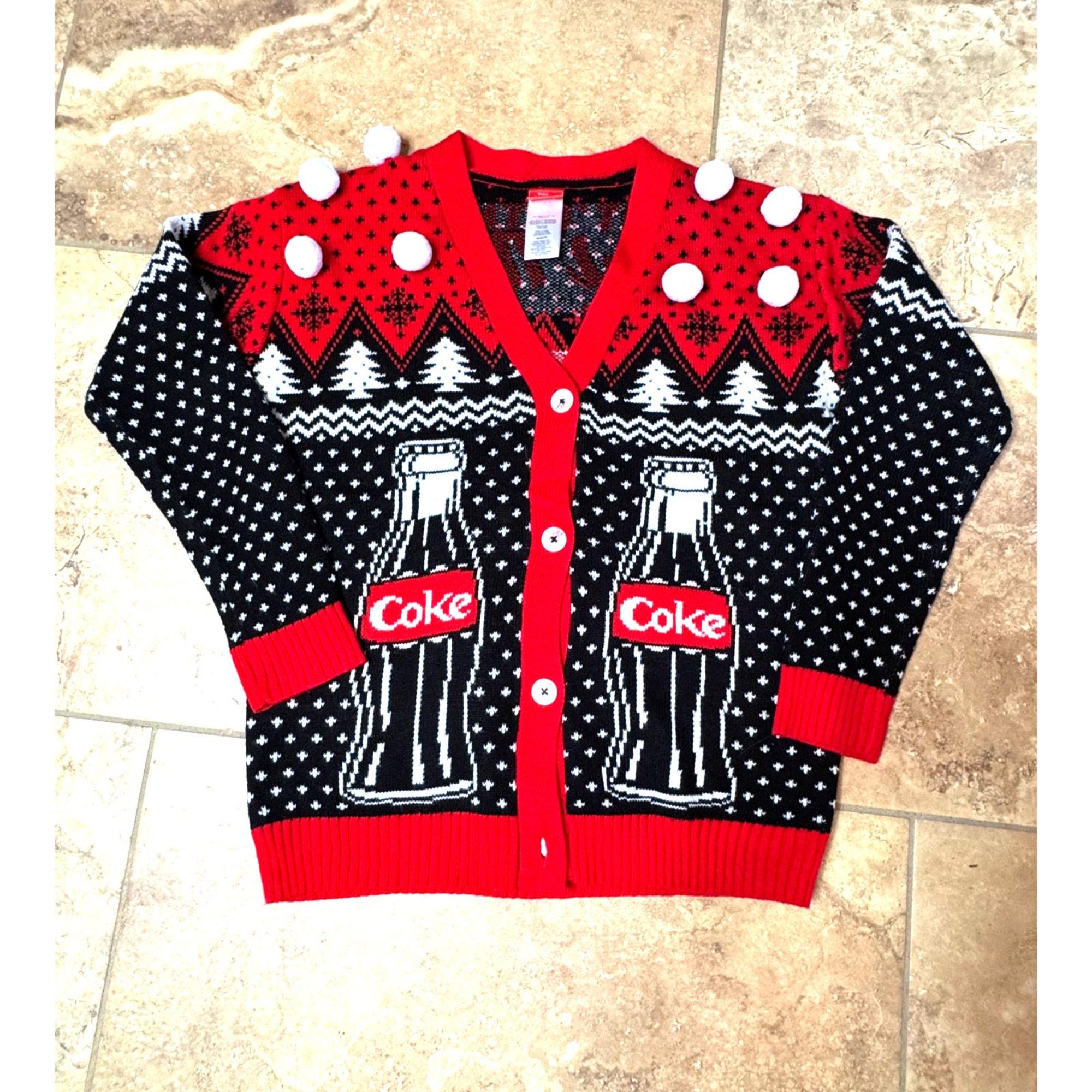 Coca-Cola Ugly Christmas Sweater Cardigan Button Up Snowballs Bears XS