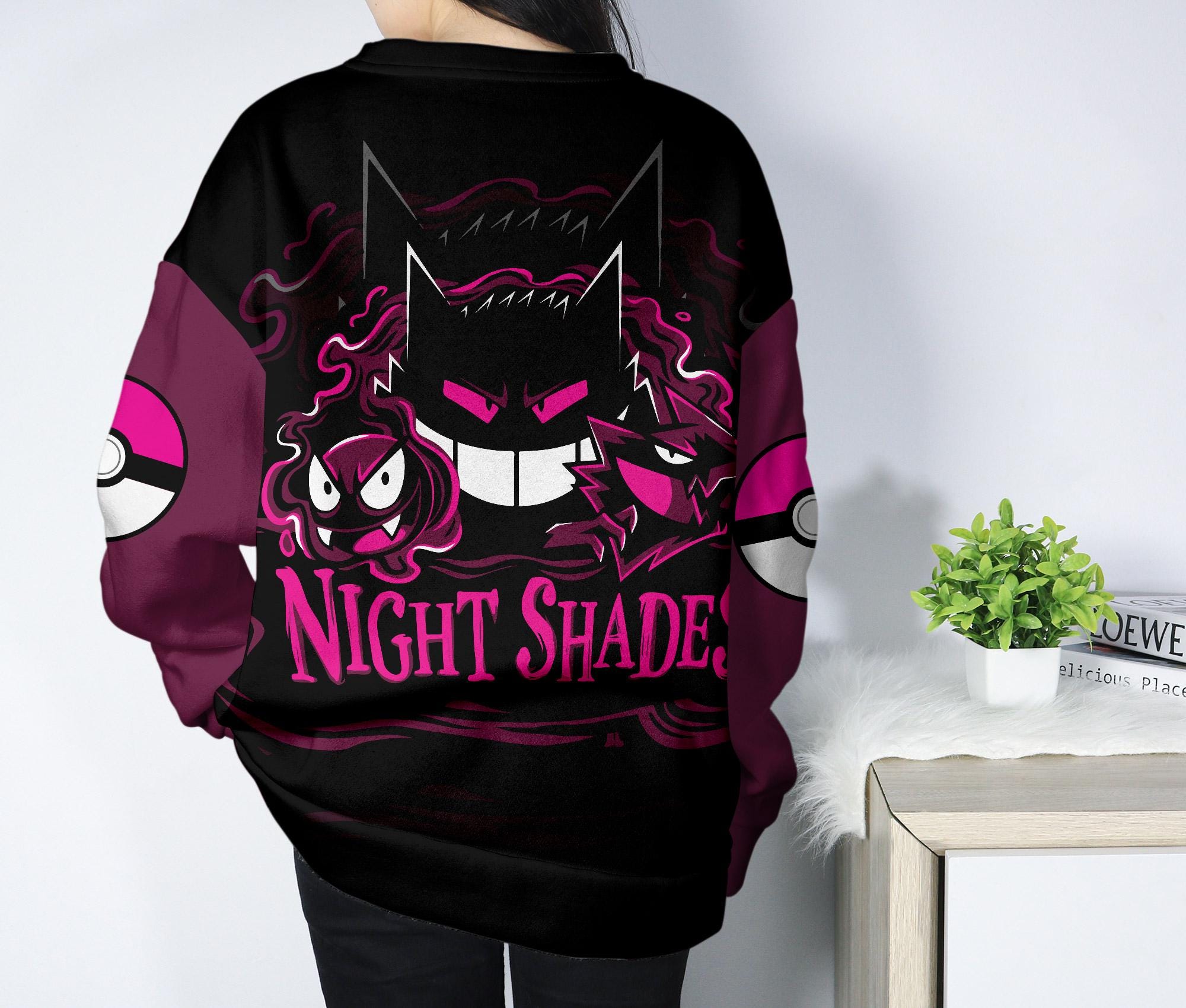il_2000xN.7132538581_rli3.jpg Gengar Hoodie, Night Shades Ghost Hoodie, Anime Graphic Sweatshirt, Cute Gengar Pullover, Funny Kawaii Hoodie, Gift for Anime Fans