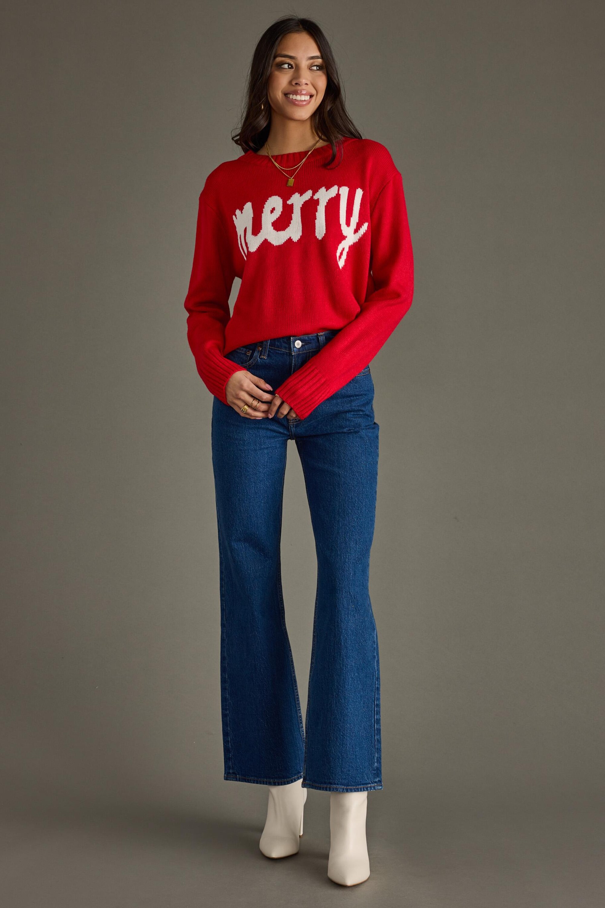 il_2000xN.7133545272_7tkd.jpg Red & White Merry Sweater | Merry Sweater | Christmas Sweater | Holiday Sweater | Red Sweater | Women's Sweater | Winter Sweater