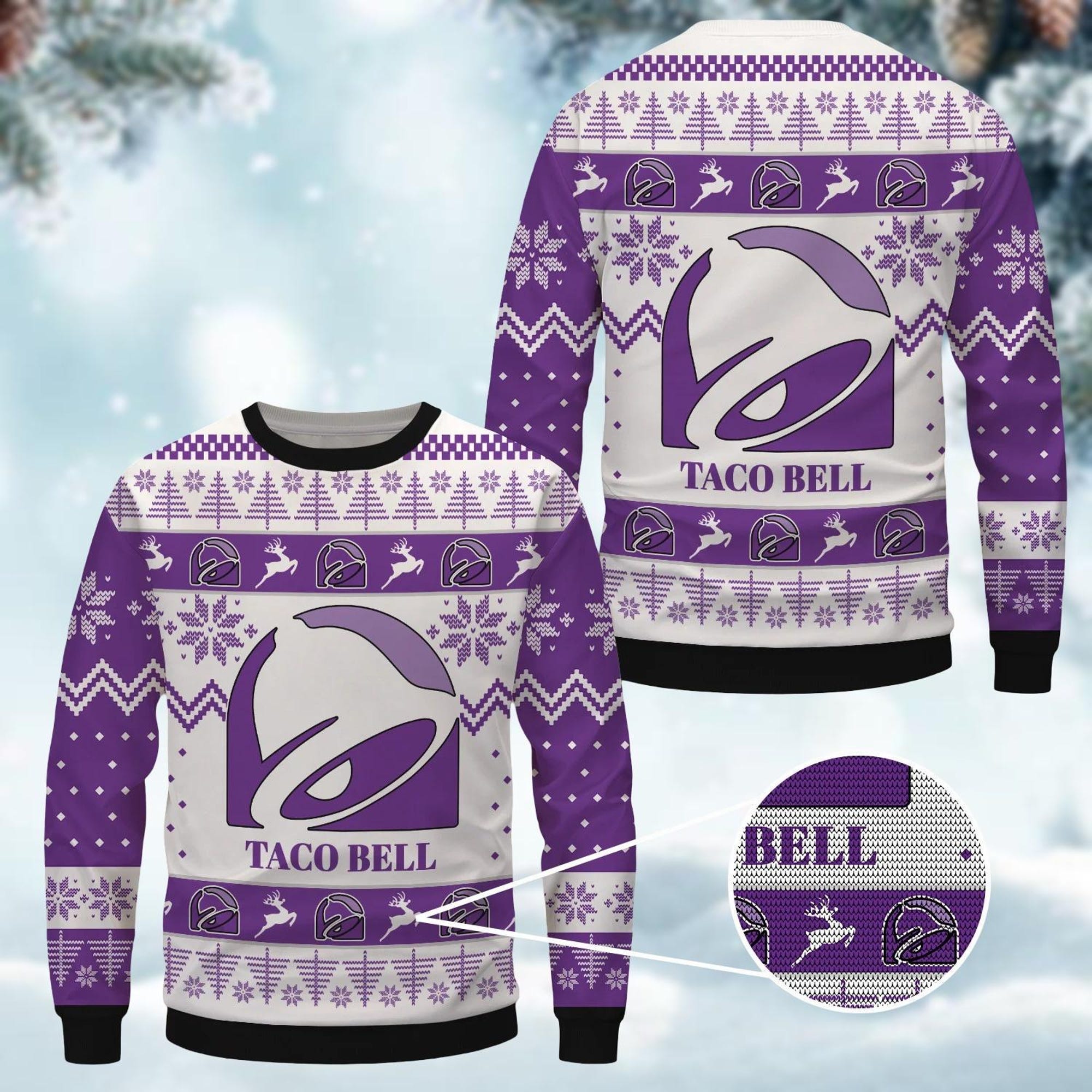 Christmas Taco Bell Sweater, Taco Bell Xmas Sweater, Taco Bell Food Ugly Sweater, Taco Bell Lover Holiday Sweater, Ugly Xmas Sweater