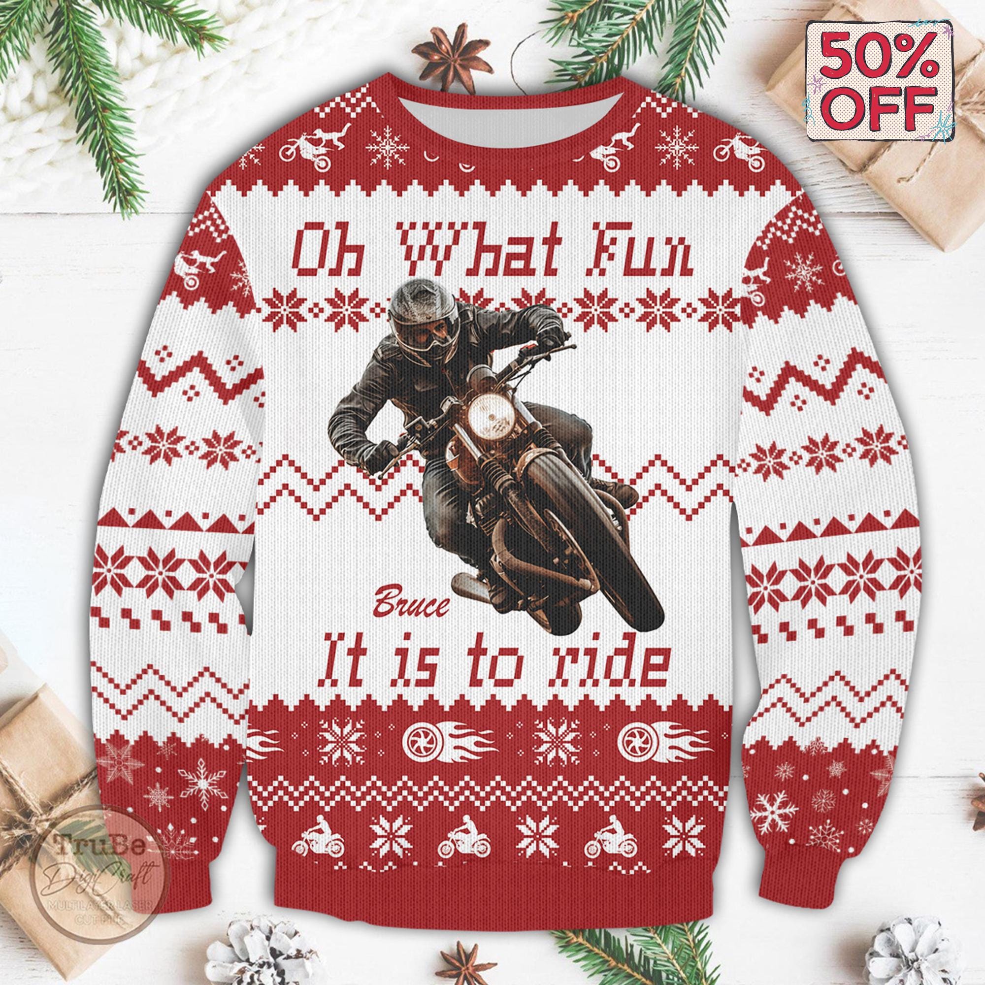 il_2000xN.7138675041_ho3x.jpg Personalized Photo Biker Christmas Sweater: Custom Ugly Holiday Pullover