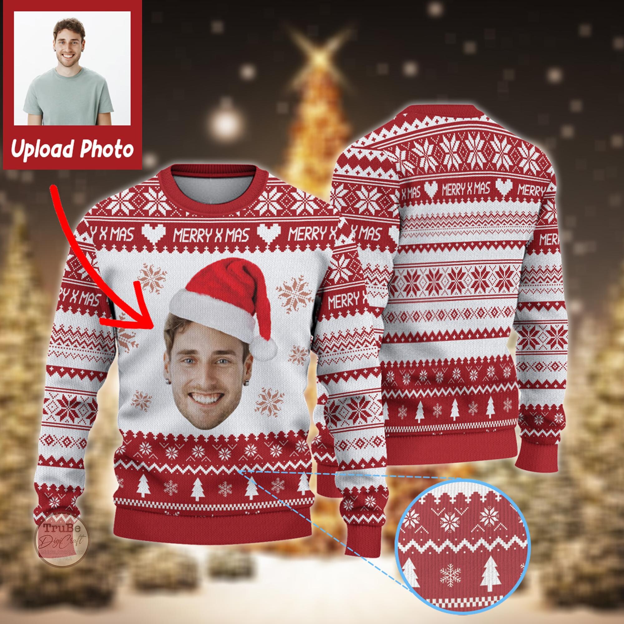Custom Face Ugly Christmas Sweater: Personalized Photo Holiday Pullover