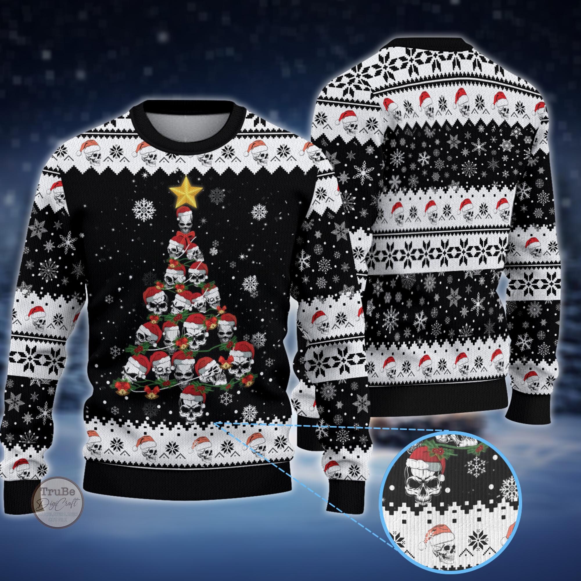 Skull Christmas Ugly Sweater: Funny Holiday Pullover