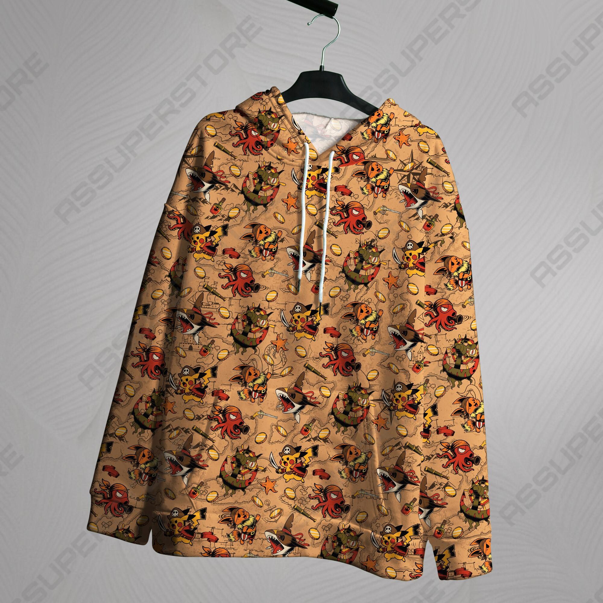 Pirate Mouse and Fox Hoodie, Cute Graphic Sweatshirt Unisex, Kawaii Funny Hoodie Gift for Birthday Christmas