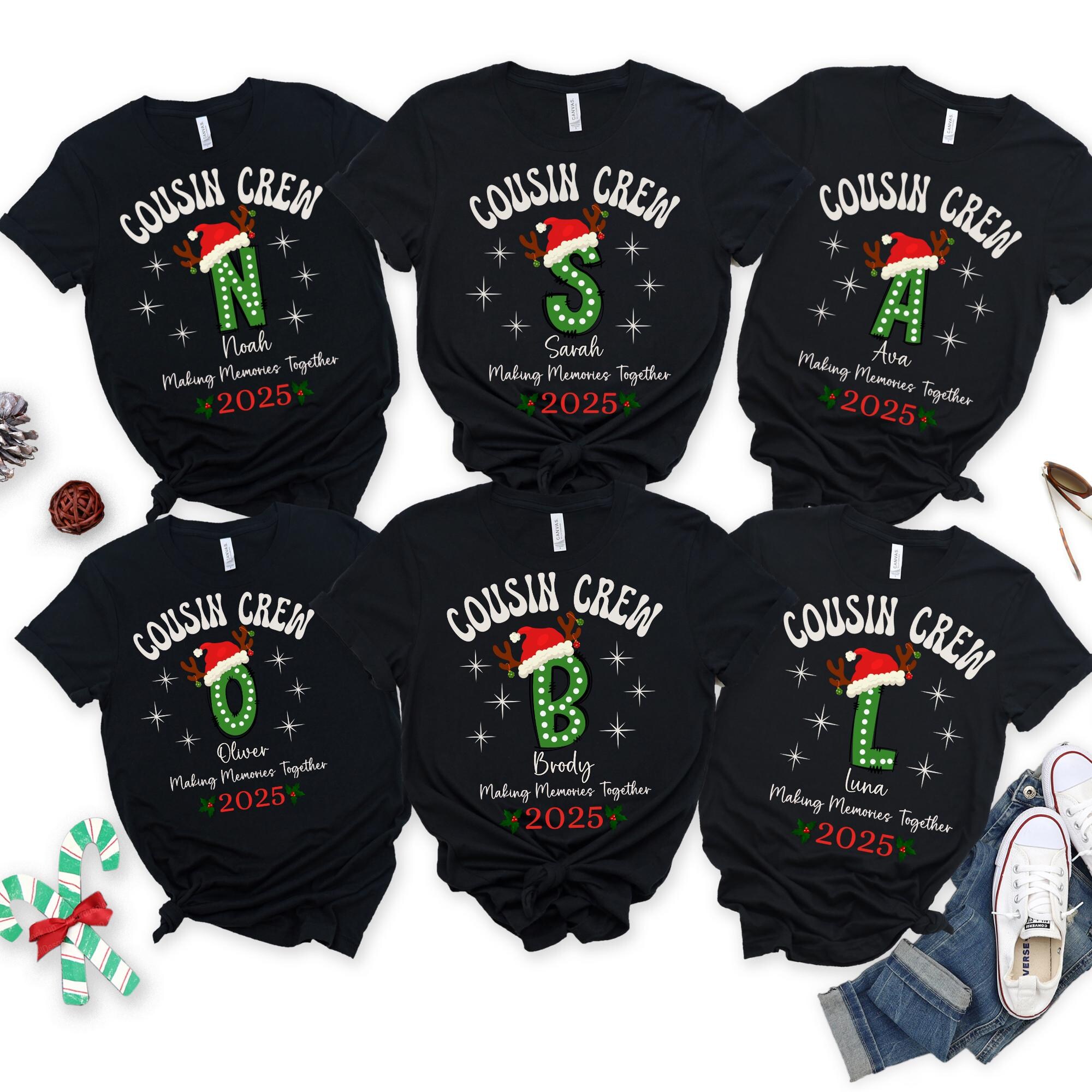 Custom Name Personalized Christmas Cousin Crew Shirts – Holiday Family Matching Tees – Customizable Xmas Cousin Shirts for Kids & Adults