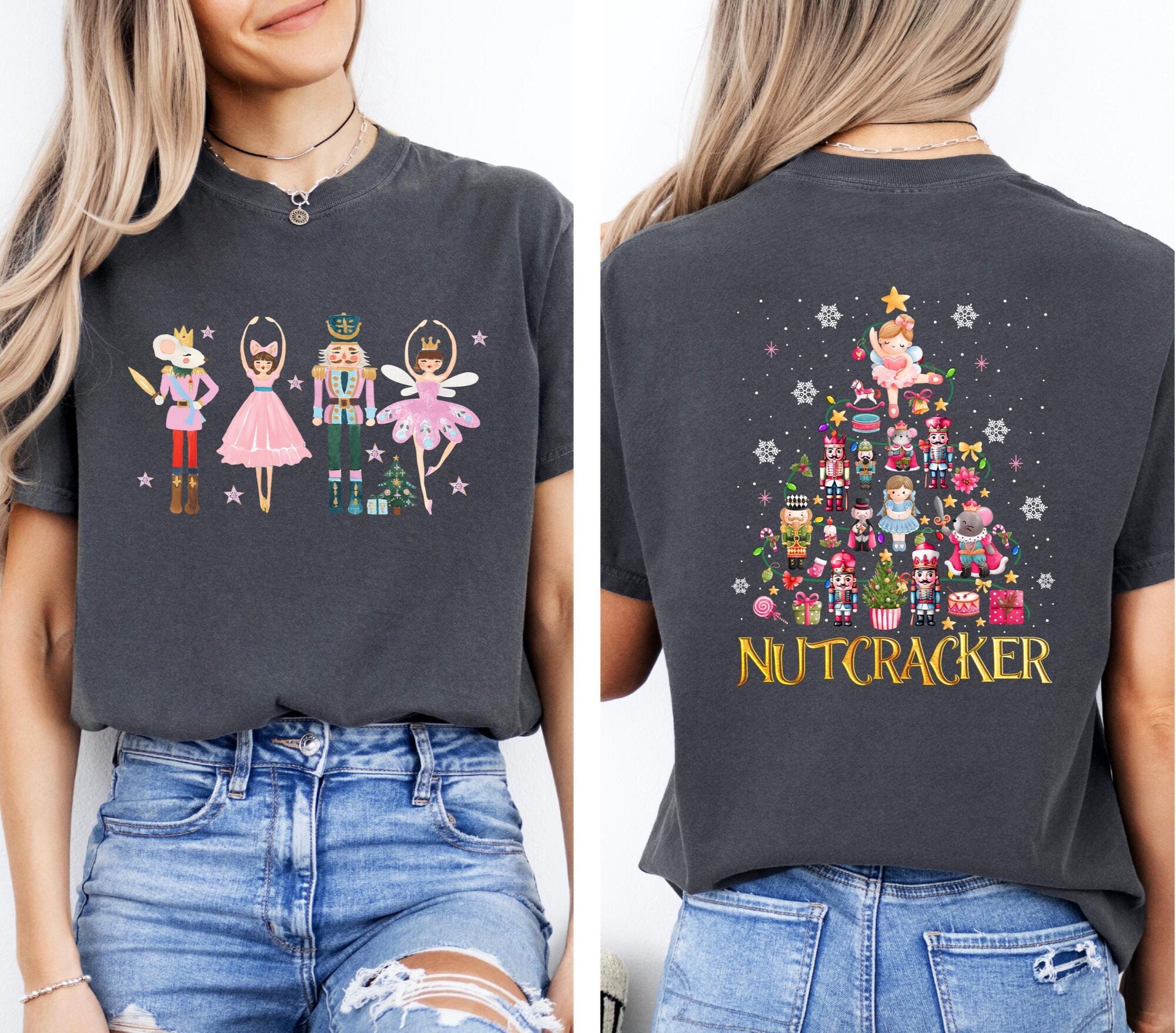Nutcracker Ballet Christmas Shirt, Cute Nutcracker Xmas Tree Tee, Xmas Ballet Performance, Women’s Christmas Tee, Cute Holiday Season Gift