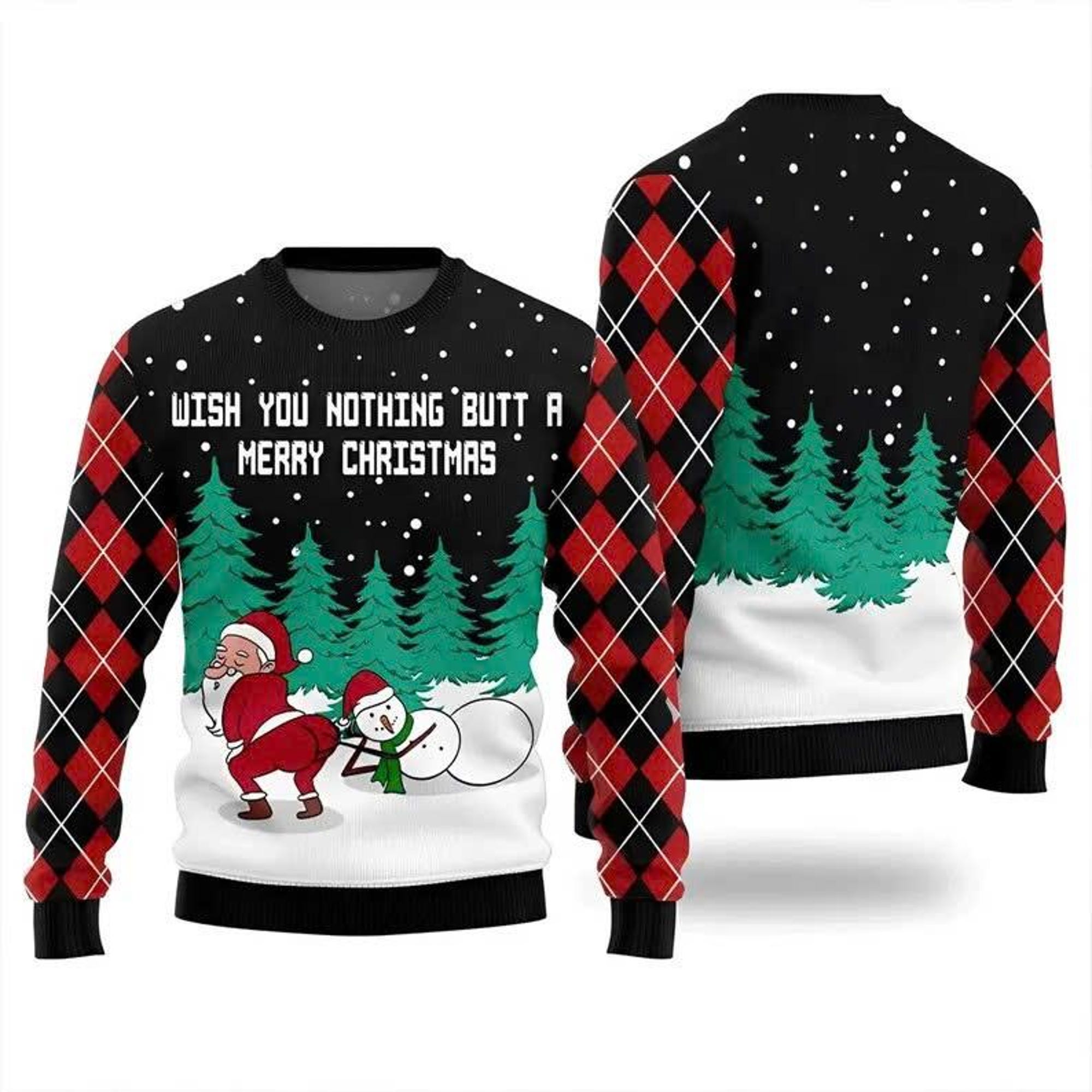 Funny Wish You Nothing Butt A Merry Christmas Ugly Sweater, Holiday Party Gag Gift for Him, Christmas Gift, Ugly Sweater