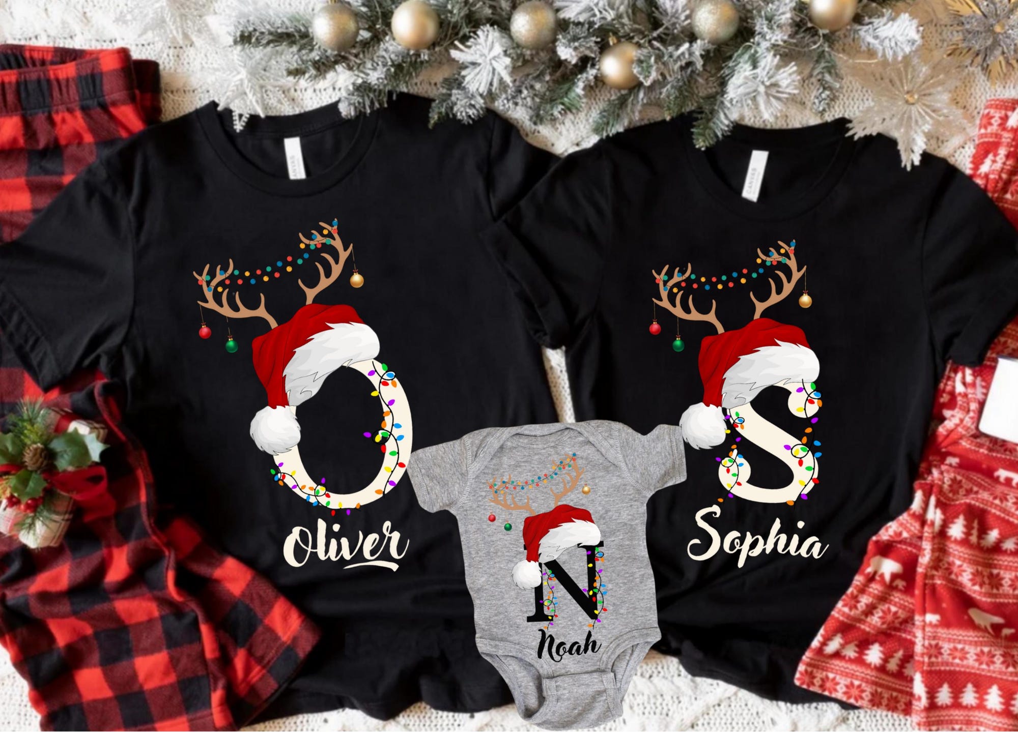 il_2000xN.7161752814_7x23.jpg Personalized Family Christmas T-Shirts: Santa Hat Matching Name Tees, Custom Christmas-Squad Shirts, Christmas Crew