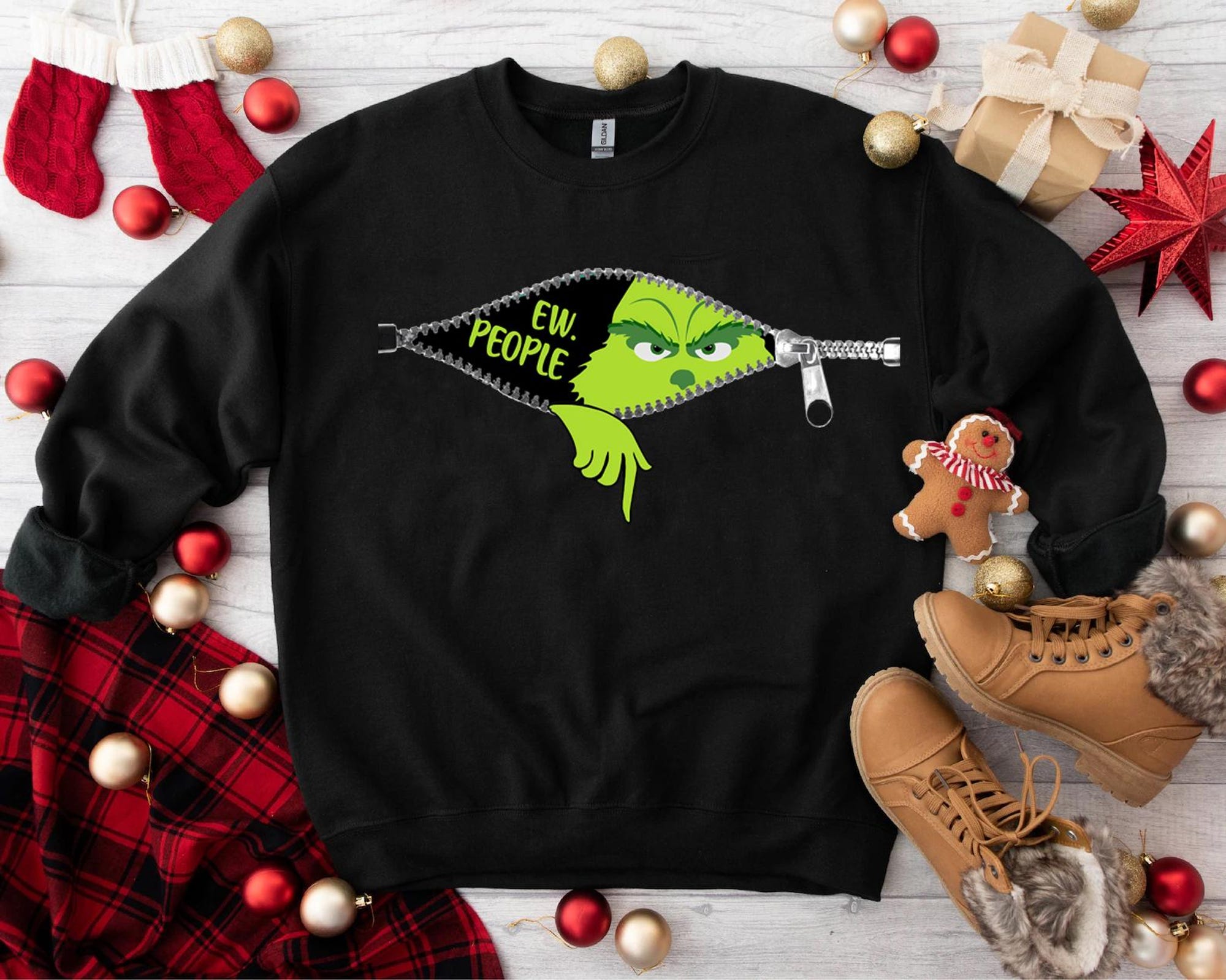 Ew People Grinc Sweatshirt Funny Christmas Hoodie Christmas Movie Shirt Best Chrismast Gift Ideas Christmas Sweatshirt Christmas Presents