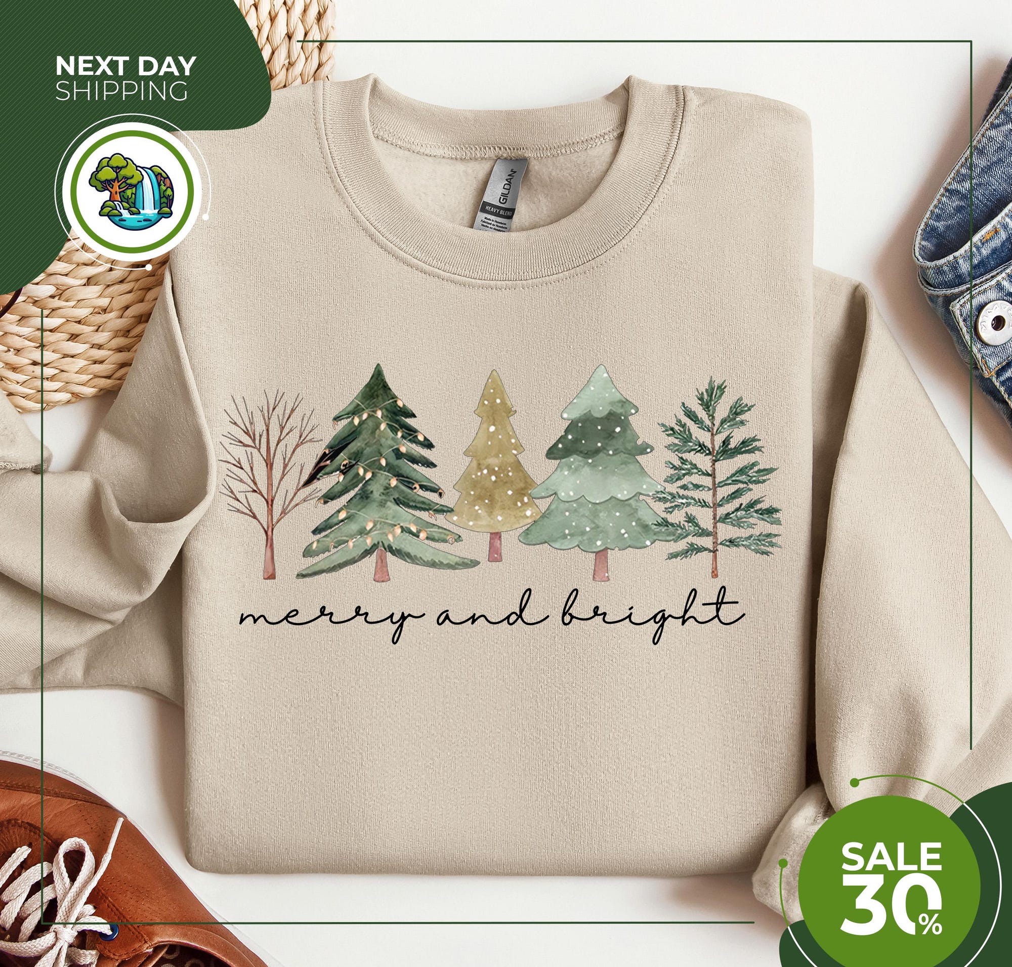 Merry and Bright Trees | Women’s Christmas Shirt | Womans Holiday Shirt | Christmas Gift | Chic Winter Shirt | Cute Holiday Tee