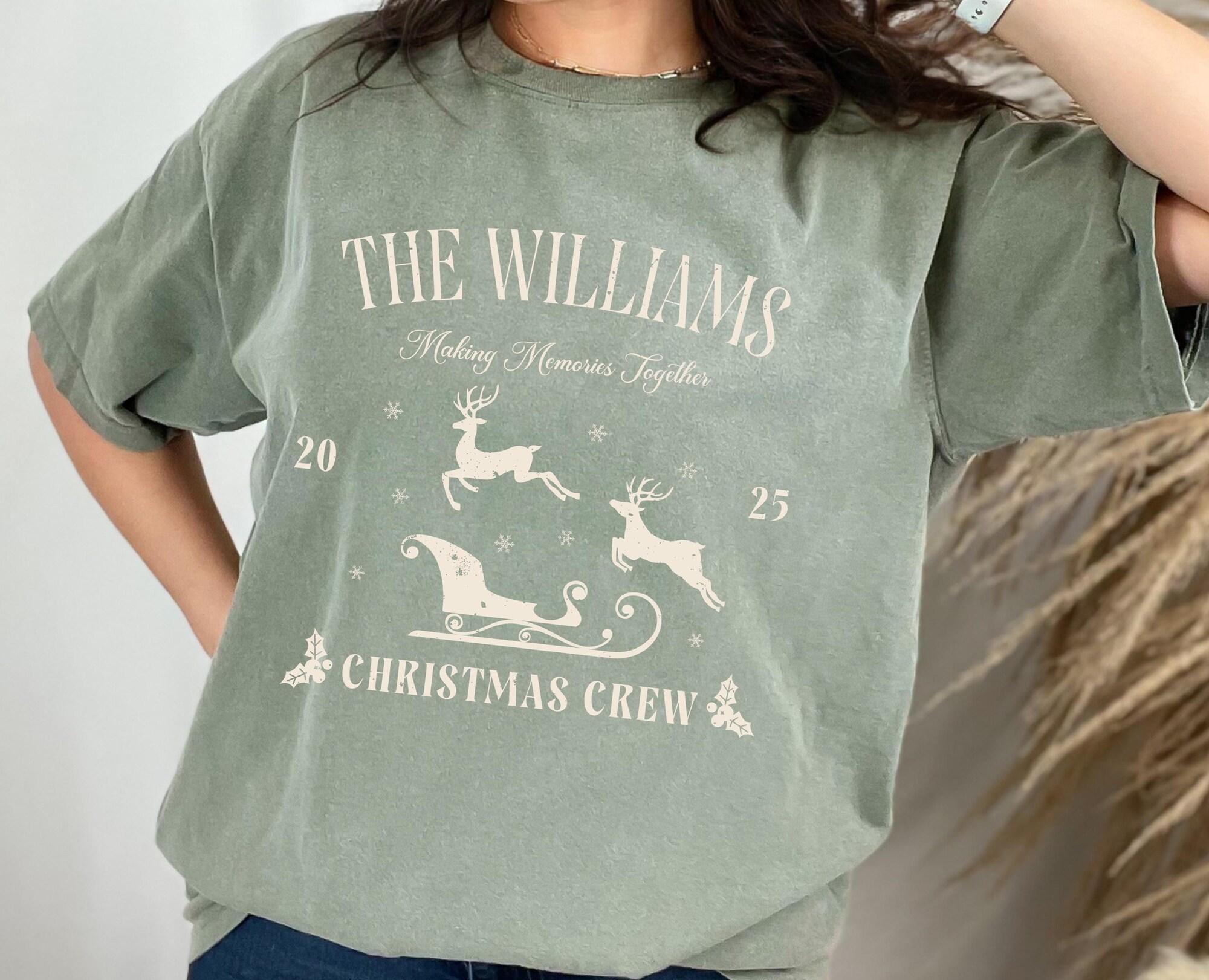 Comfort Colors® Family Christmas Crew Shirt, Custom Family Matching Christmas Shirt, Personalized Family Name Christmas Shirt