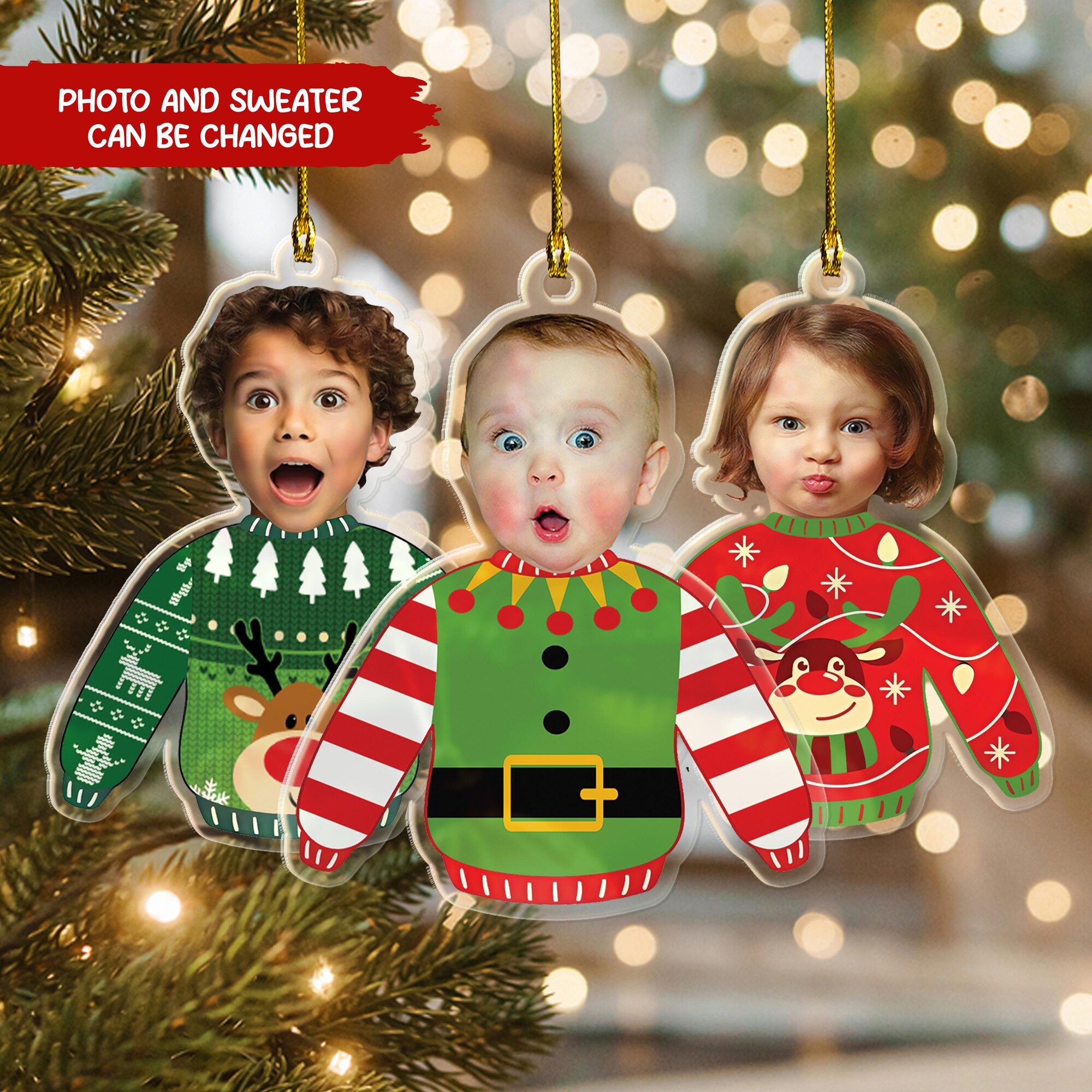 il_2000xN.7169604161_hwoz.jpg Funny Kid Ugly Sweater Ornament, Personalized Face Ornament, Custom Photo Christmas Gift, Grandkid Holiday Keepsake Decoration