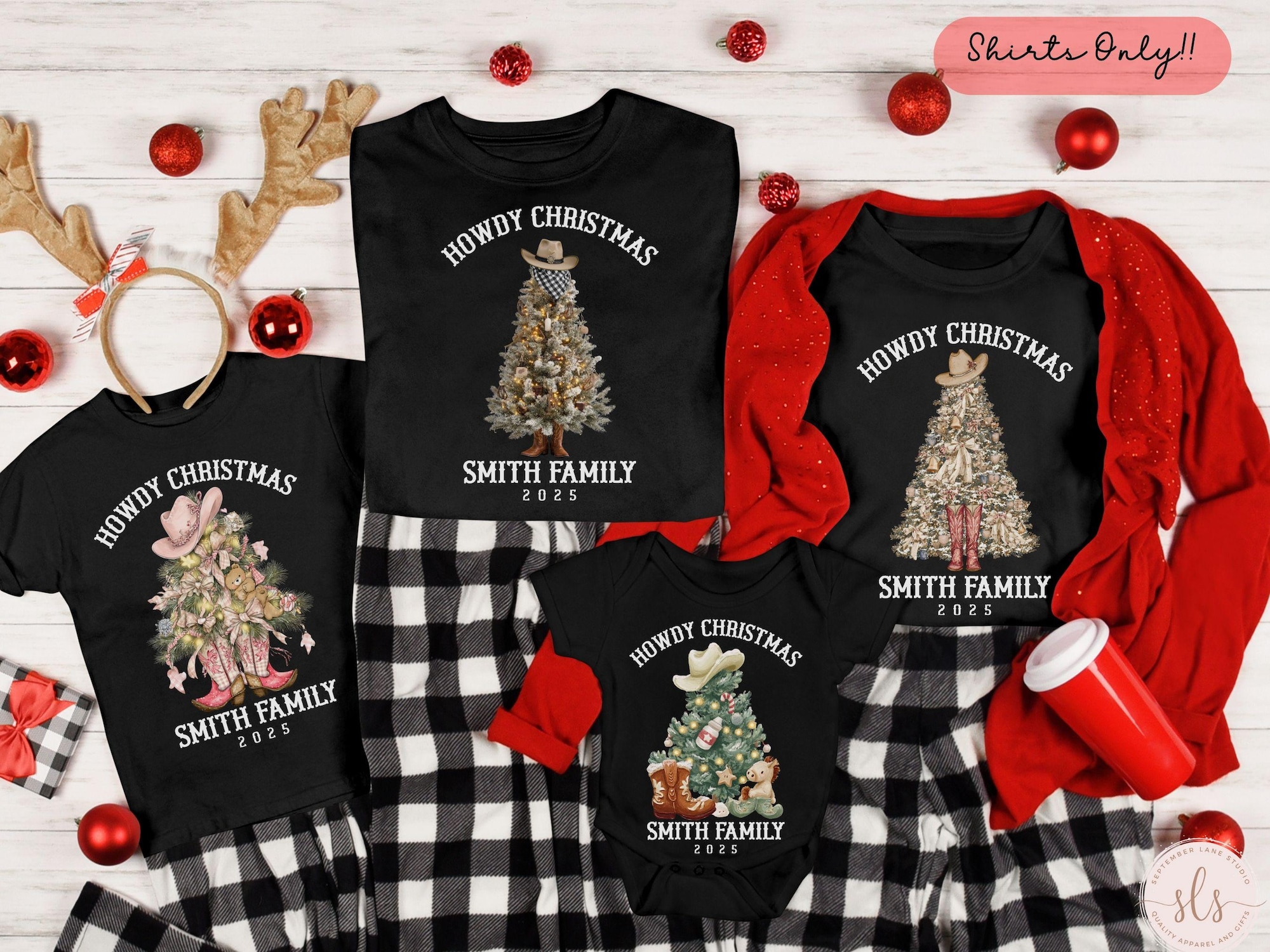Custom Family Christmas Shirts, Personalized Family Matching Christmas Shirts, Custom Family Name Shirts, Western Christmas 2025 Family Tee