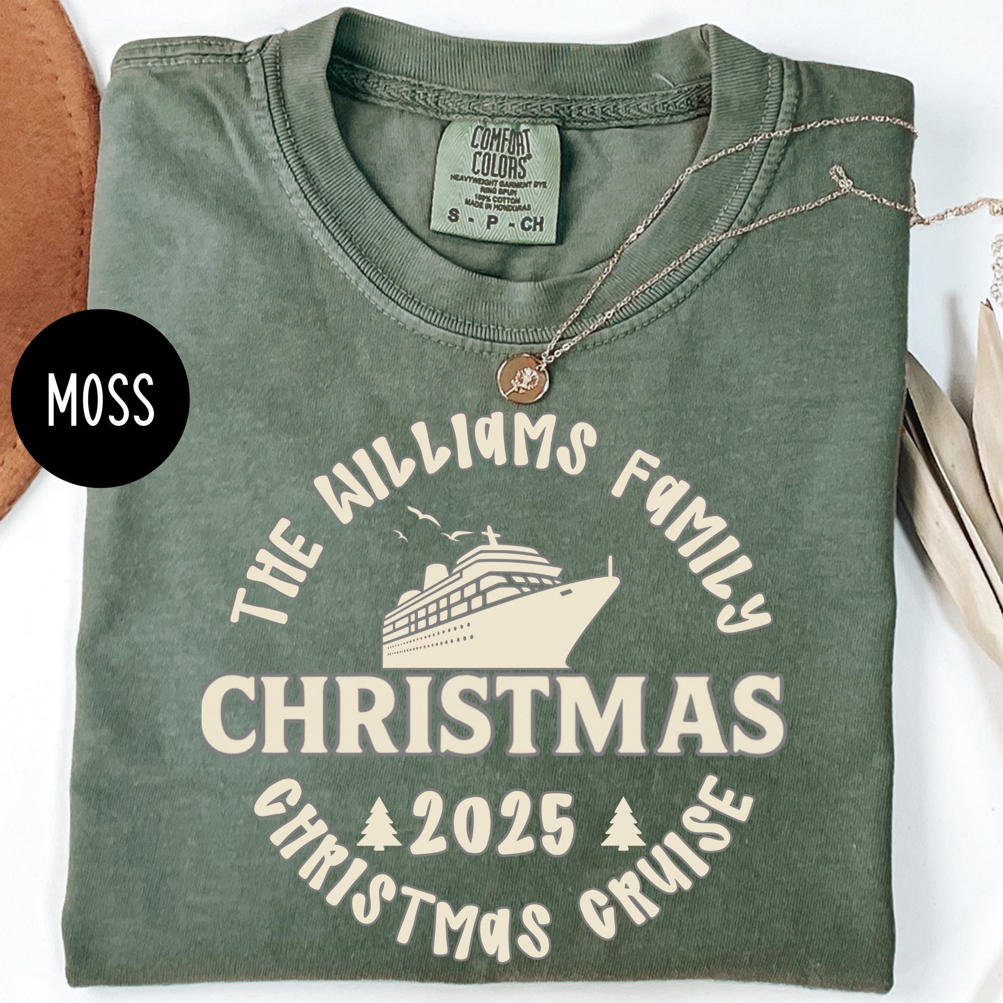 Comfort Colors Custom Family Christmas Cruise Shirt,Matching Group Shirt for Christmas Family Trip,Christmas Crew Holiday Shirt For Vacation